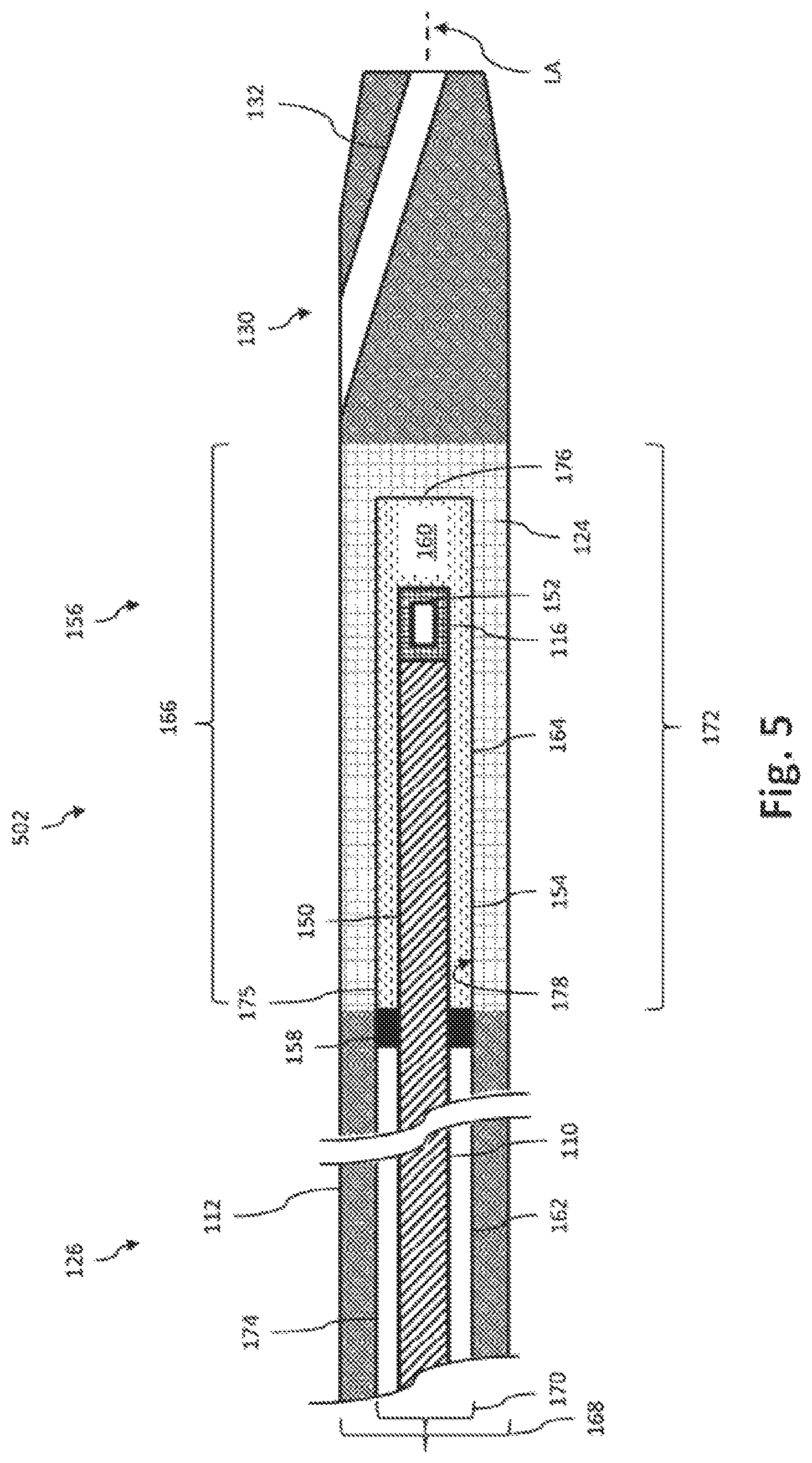 Patent US11779307 Figure 5 – Intravascular device with captively-held filling
