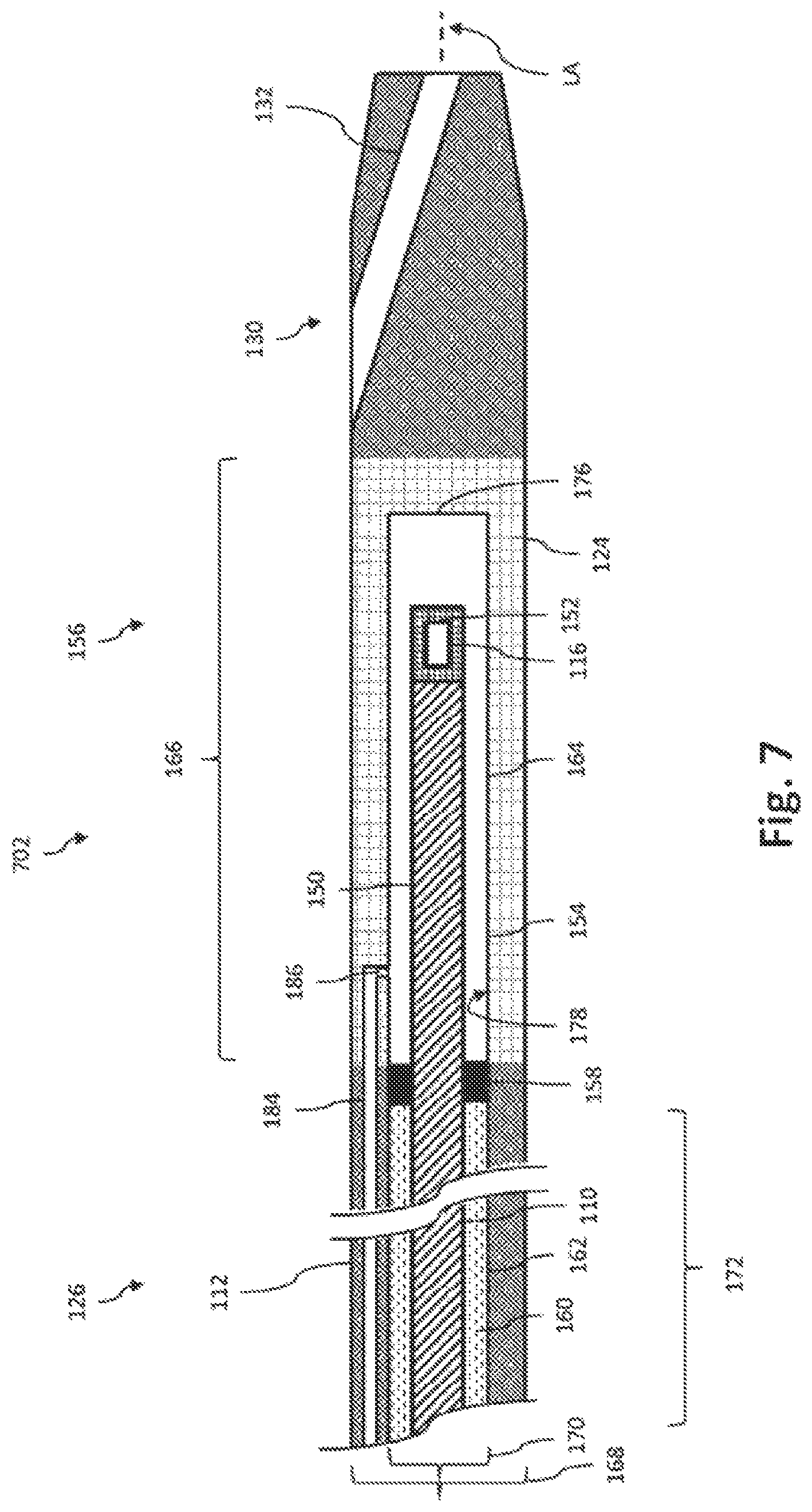 Patent US11779307 Figure 7 – Intravascular device with captively-held filling