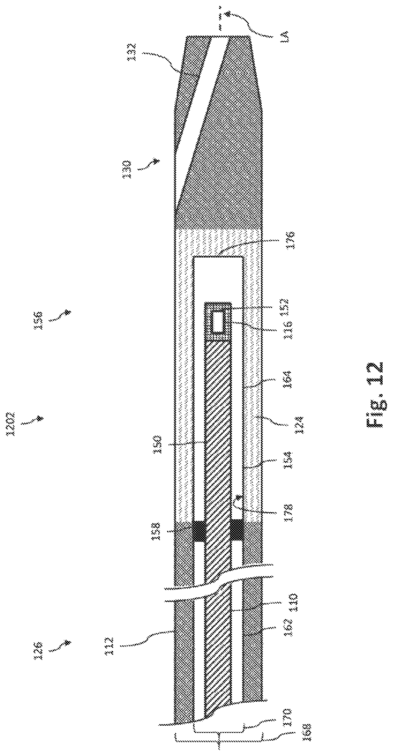 Patent US11779307 Figure 12 – Intravascular device with captively-held filling