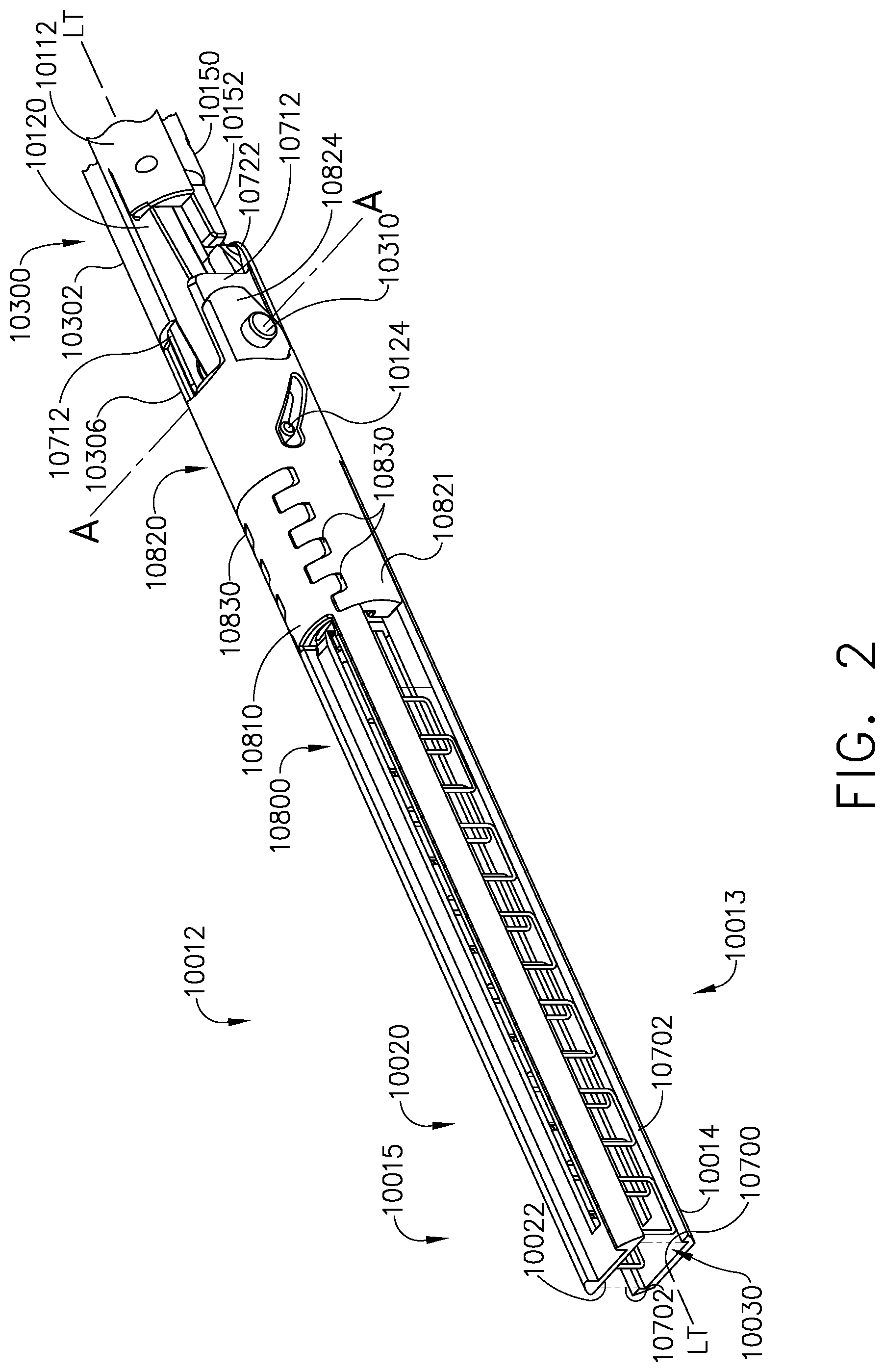 Patent US11779327 Figure 2 – Surgical stapling system including a push bar