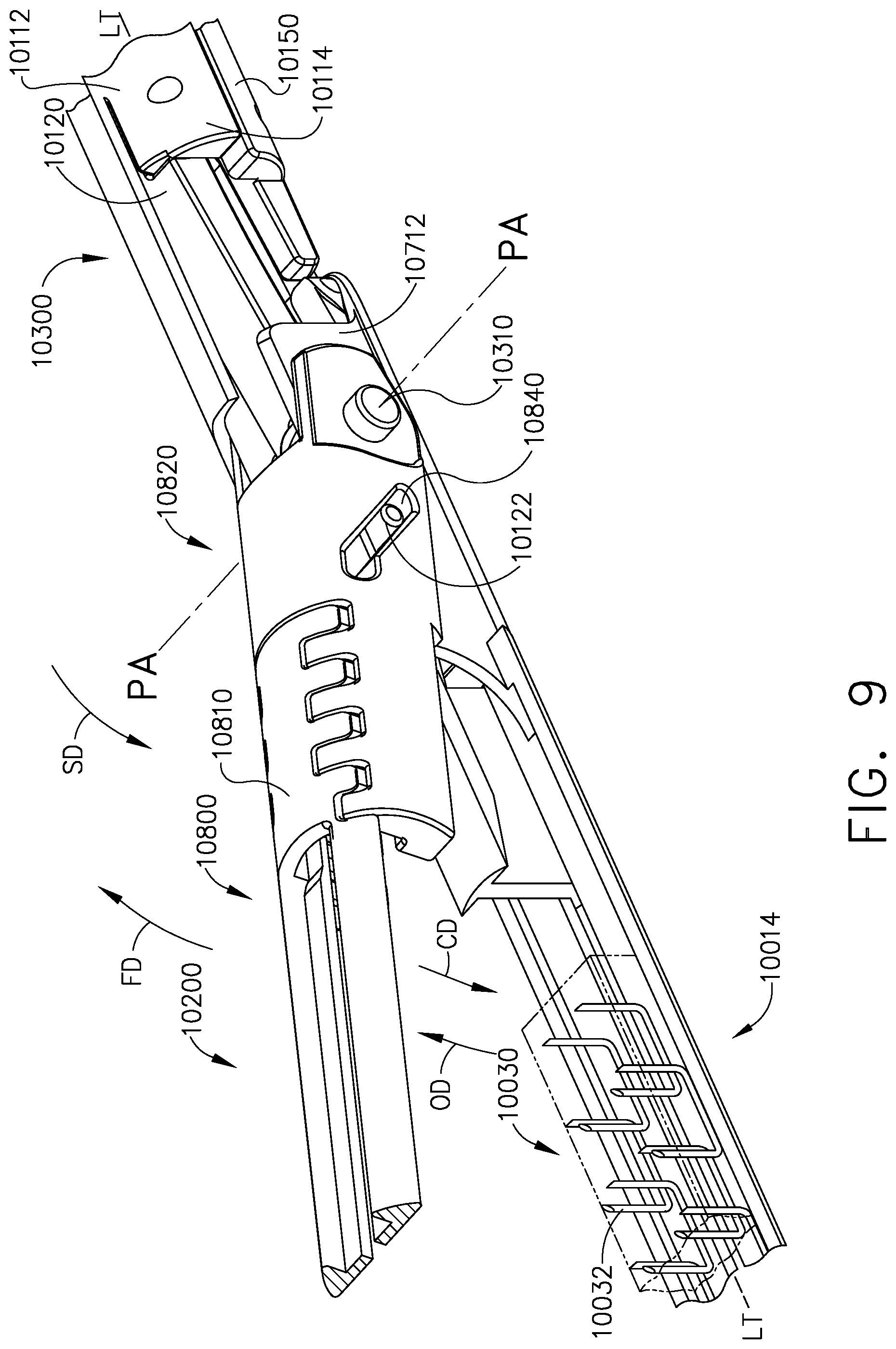 Patent US11779327 Figure 8 – Surgical stapling system including a push bar