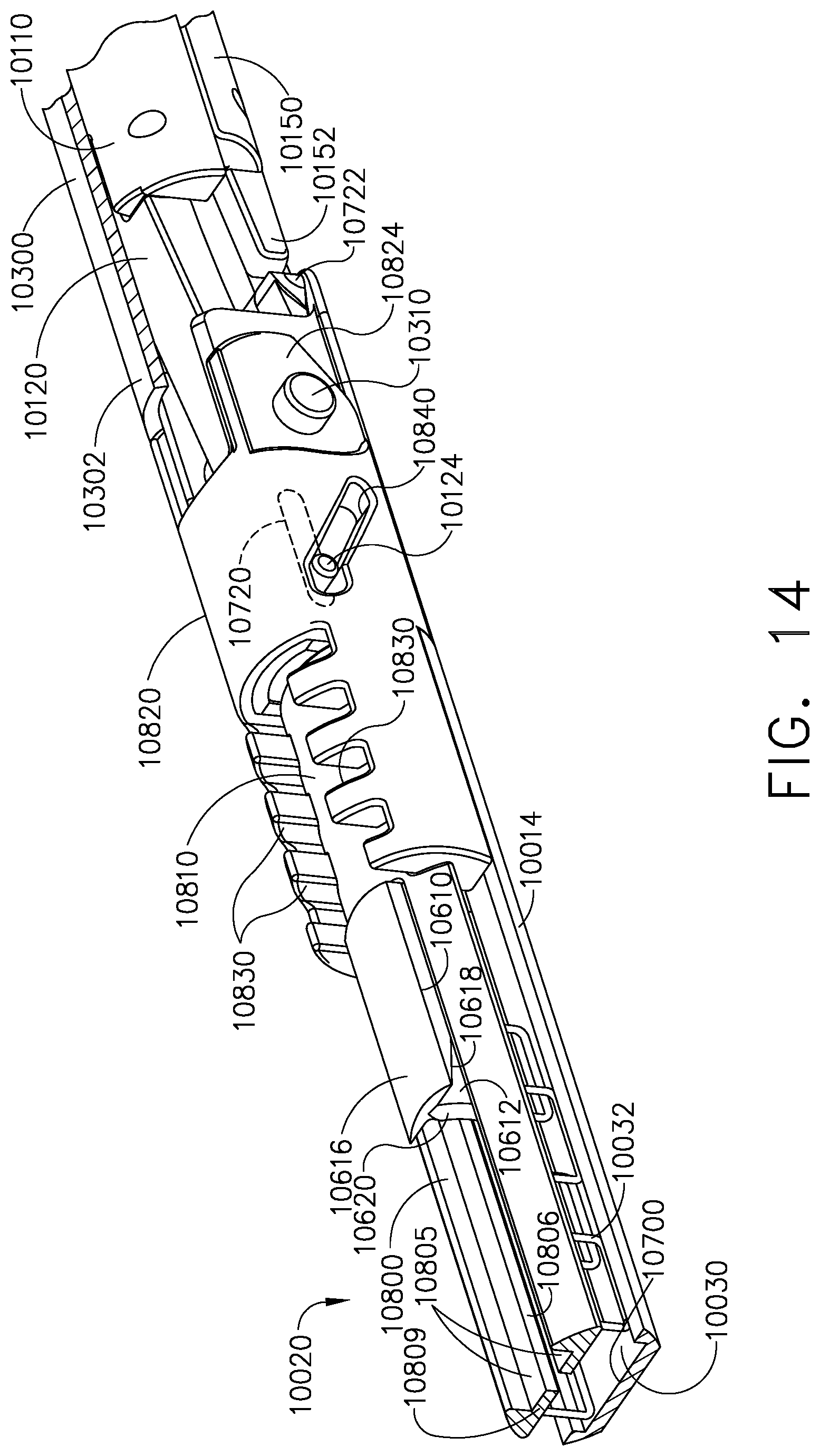 Patent US11779327 Figure 13 – Surgical stapling system including a push bar