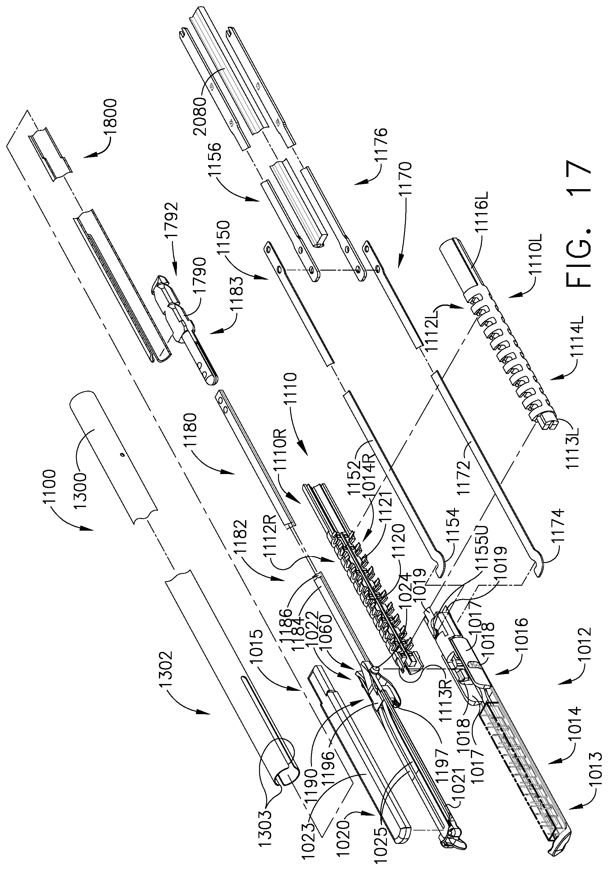 Patent US11779327 Figure 16 – Surgical stapling system including a push bar