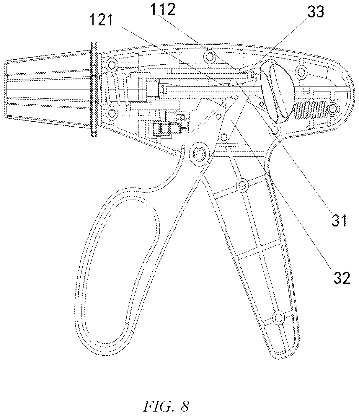 Patent US11779333 Figure 6 – Driving switching mechanism for stapling instrument and stapling instrument