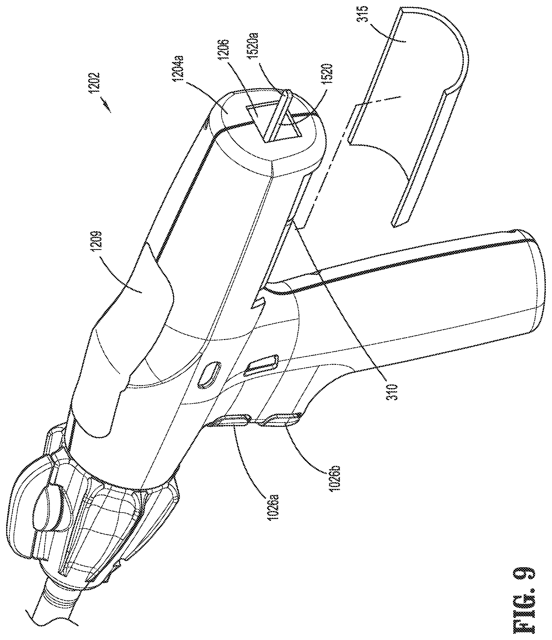 Patent US11779334 Figure 8 – Surgical stapling device including a manual retraction assembly