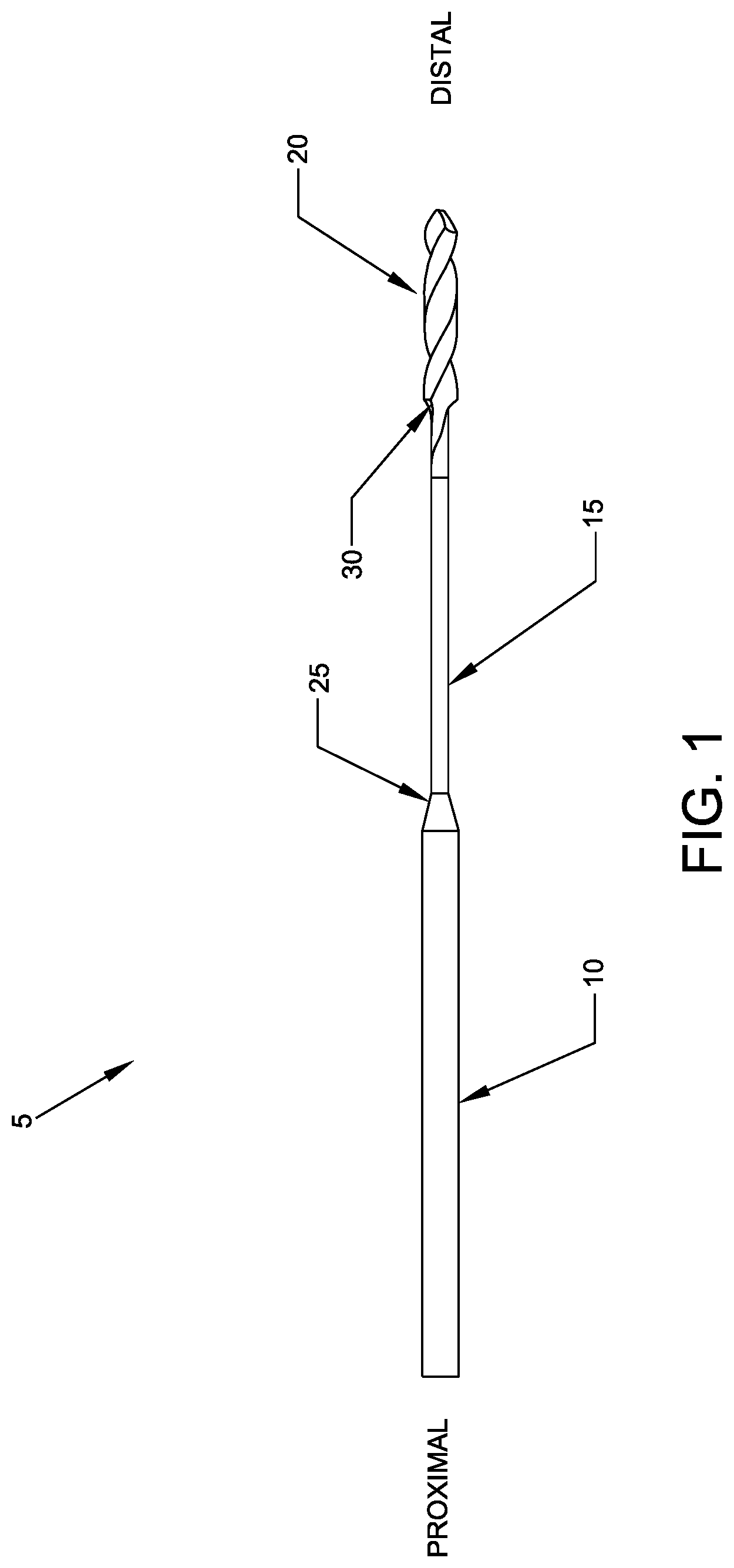 Patent US11779349 Figure 1 – Flexible drill bit and angled drill guide for use with the same