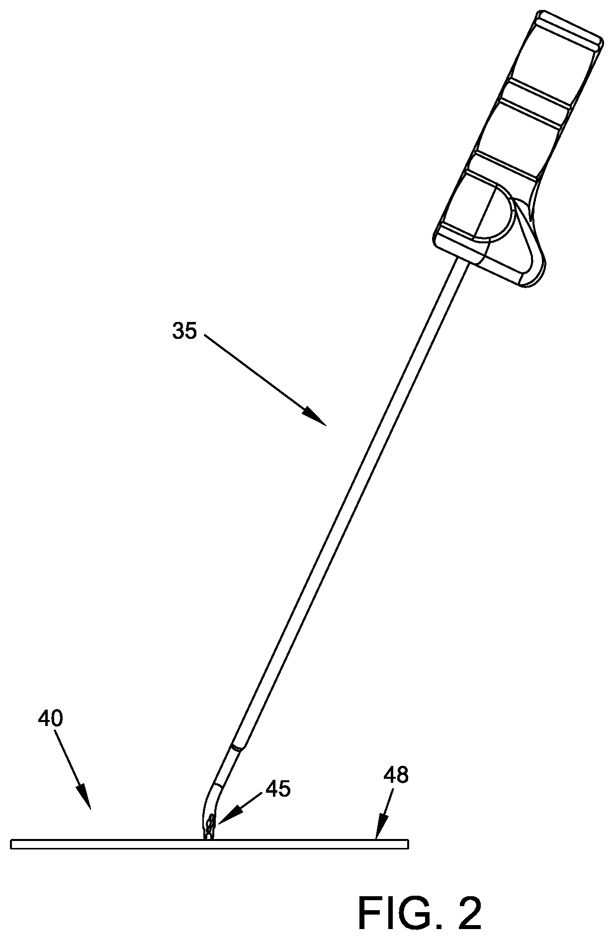 Patent US11779349 Figure 2 – Flexible drill bit and angled drill guide for use with the same