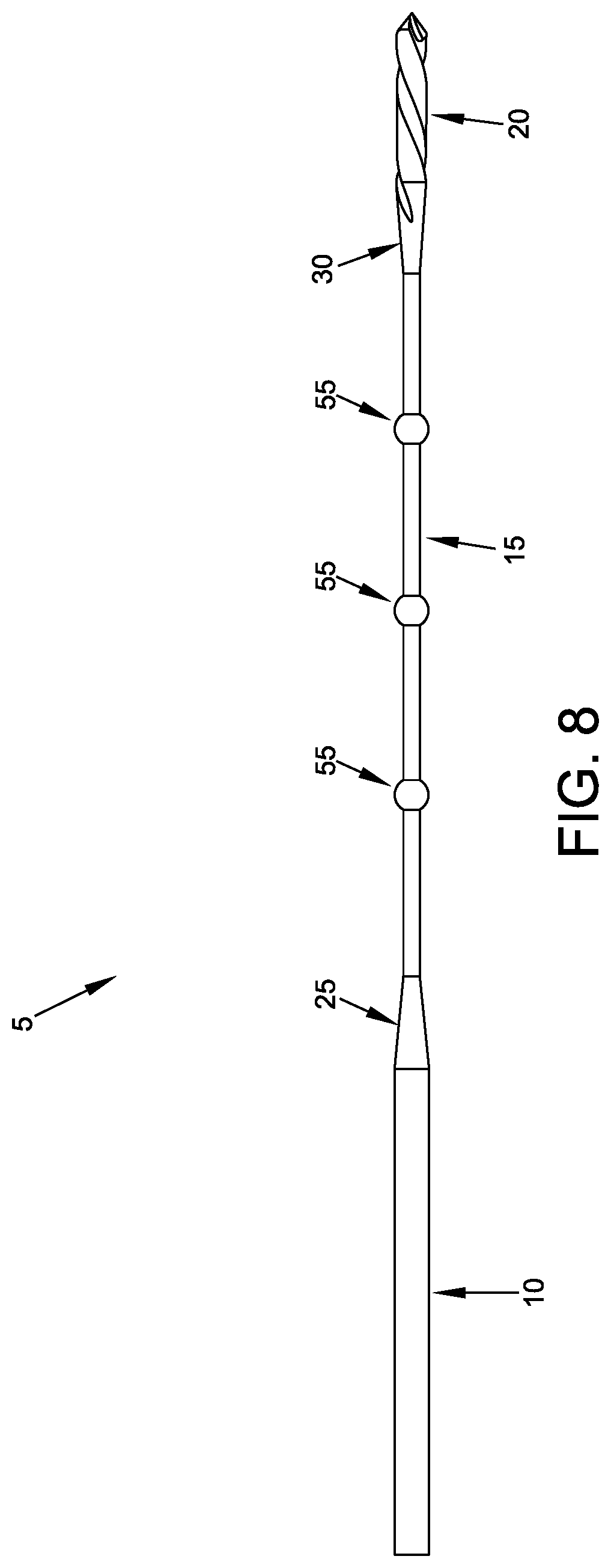 Patent US11779349 Figure 8 – Flexible drill bit and angled drill guide for use with the same