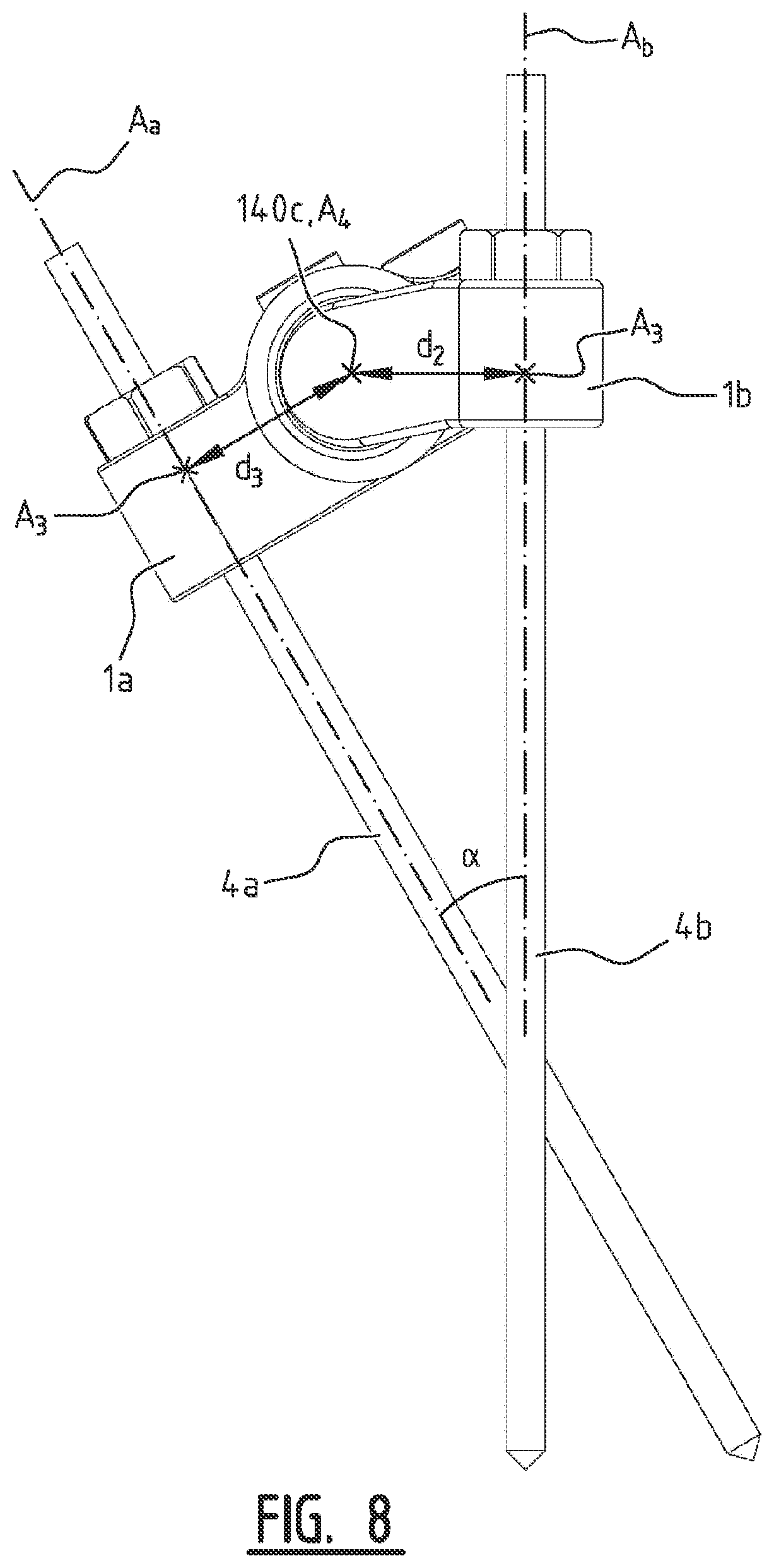 Patent US11779355 Figure 13 – System for connecting a connecting device, in particular a distractor, to a bone