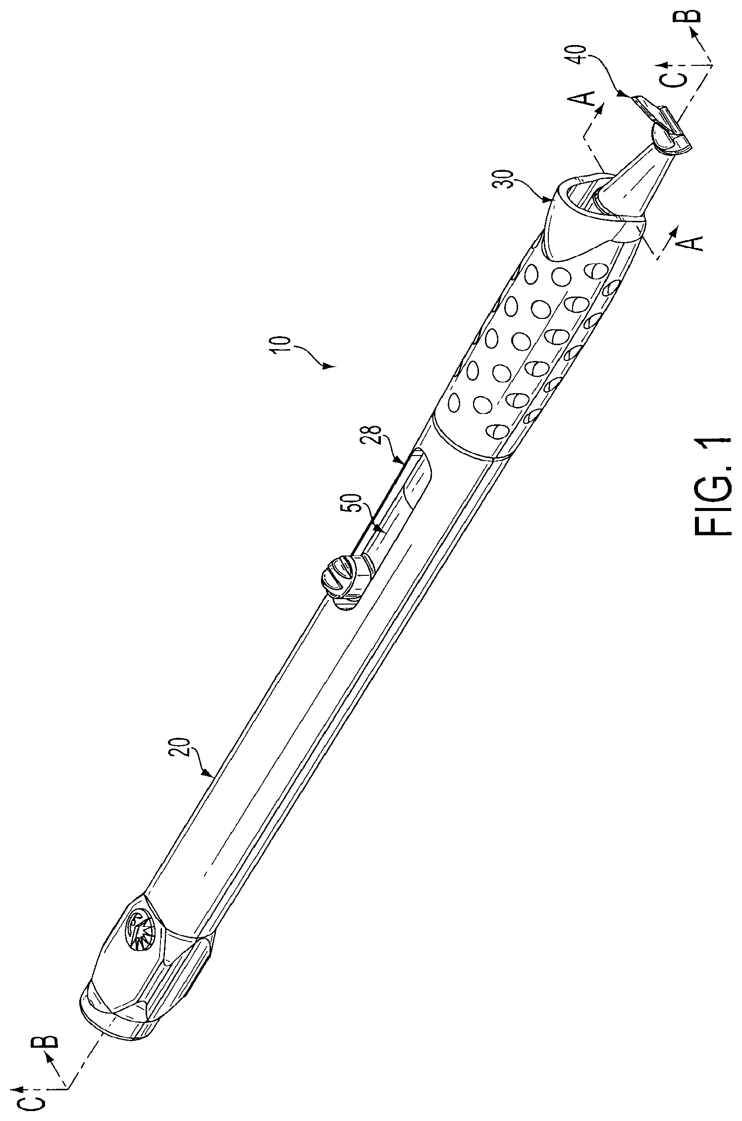 Patent US11779368 Figure 1 – Surgical knife safety handle having user operable lock