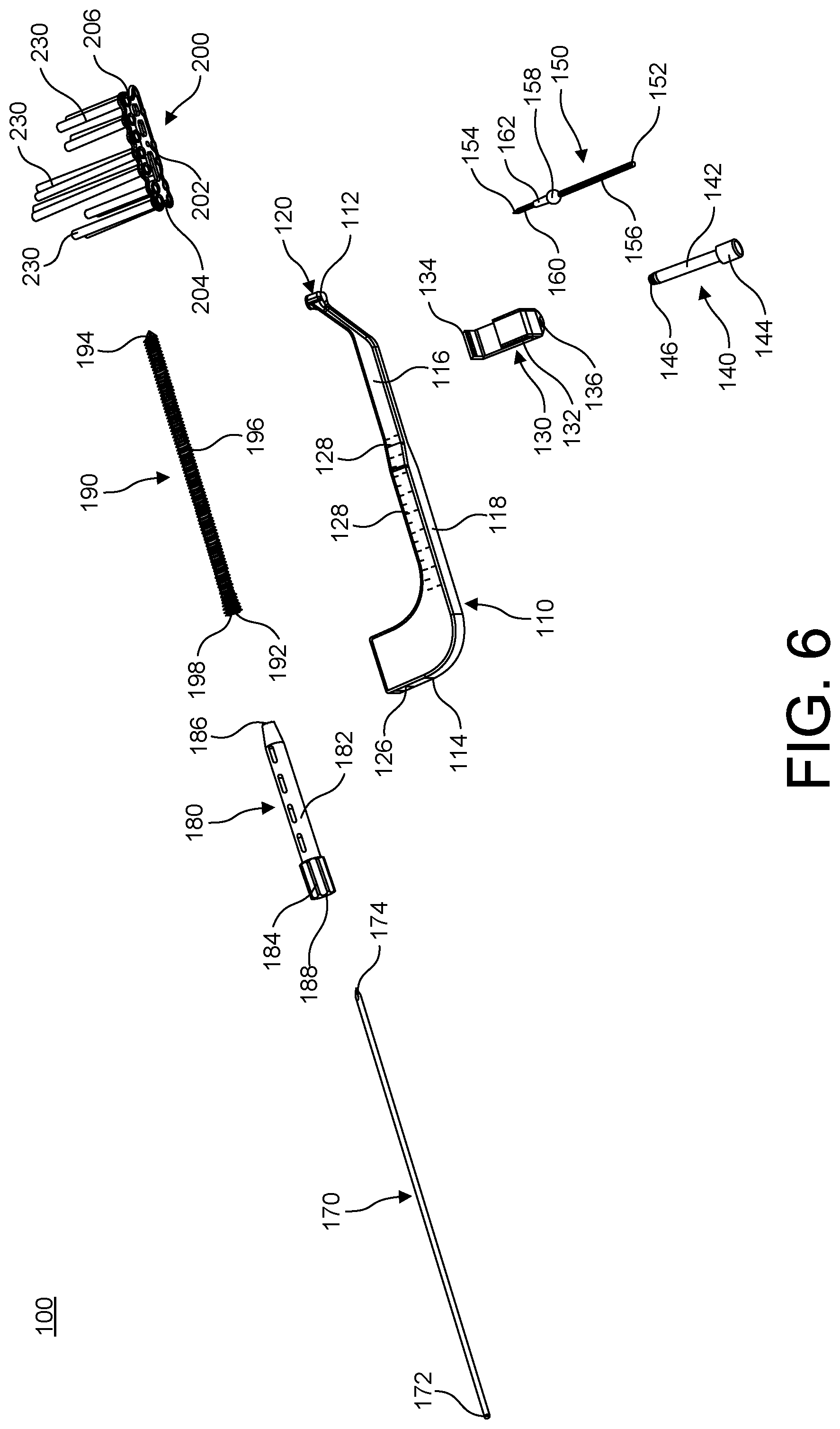 Patent US11779381 Figure 6 – Bone fixation system, assembly, implants, devices, alignment guides, and methods of use
