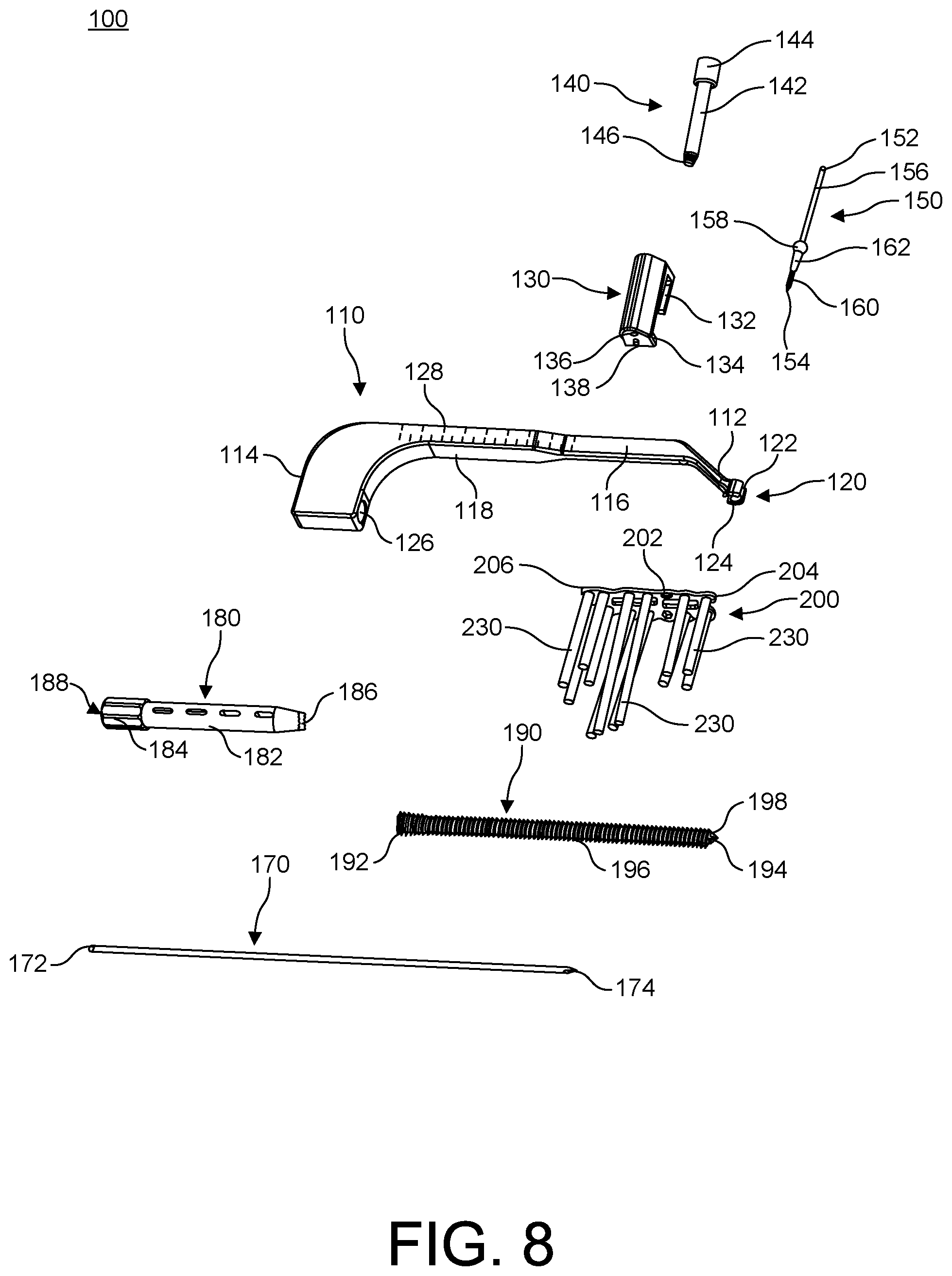 Patent US11779381 Figure 8 – Bone fixation system, assembly, implants, devices, alignment guides, and methods of use