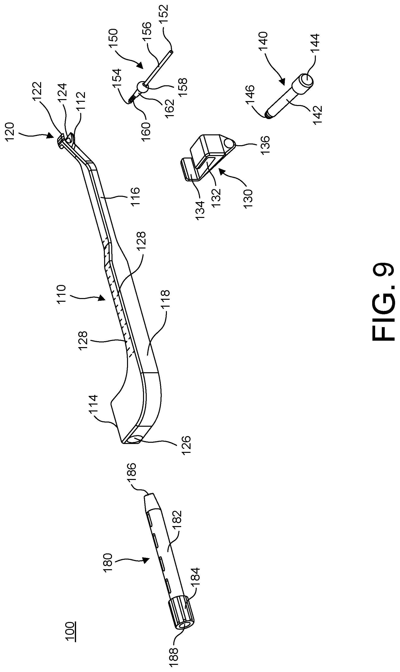 Patent US11779381 Figure 9 – Bone fixation system, assembly, implants, devices, alignment guides, and methods of use