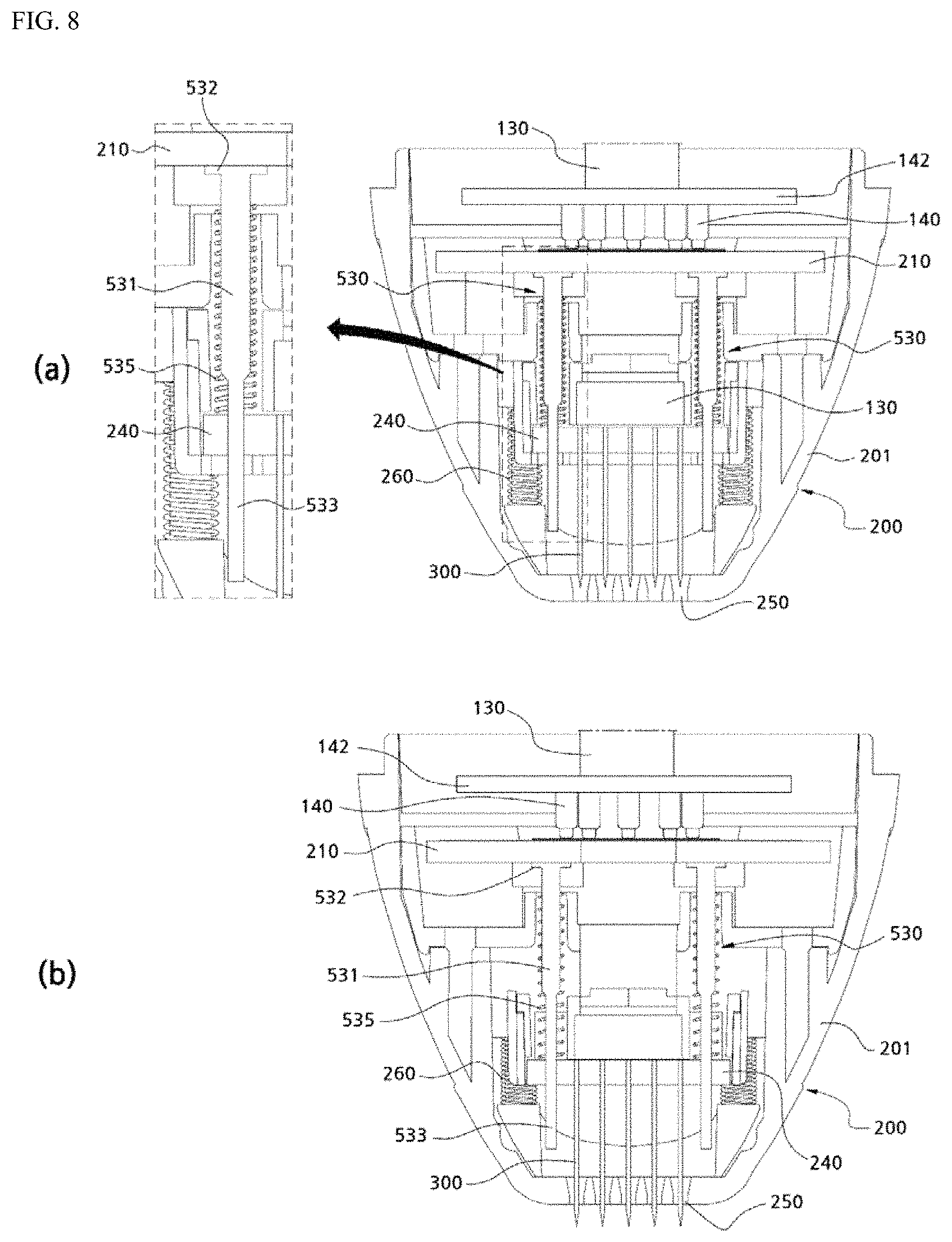 Patent US11779389 Figure 8 – Skin treatment device