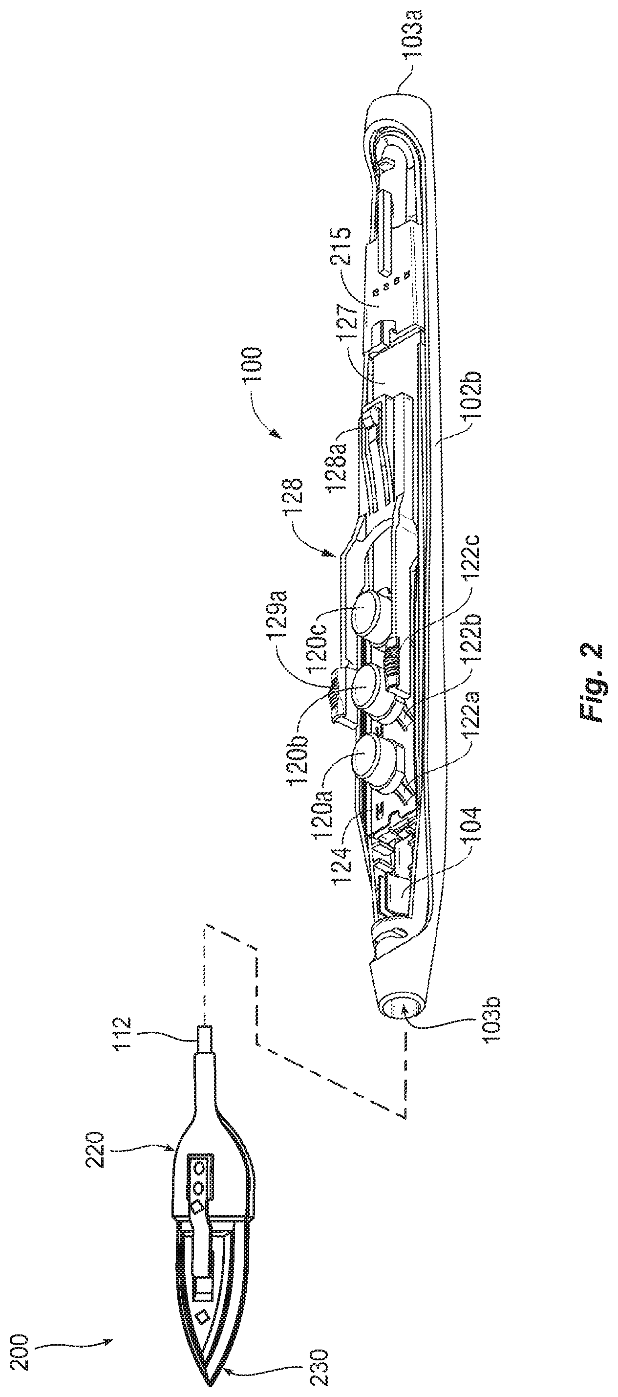 Patent US11779394 Figure 2 – Single-sided low profile end effector for bipolar pencil