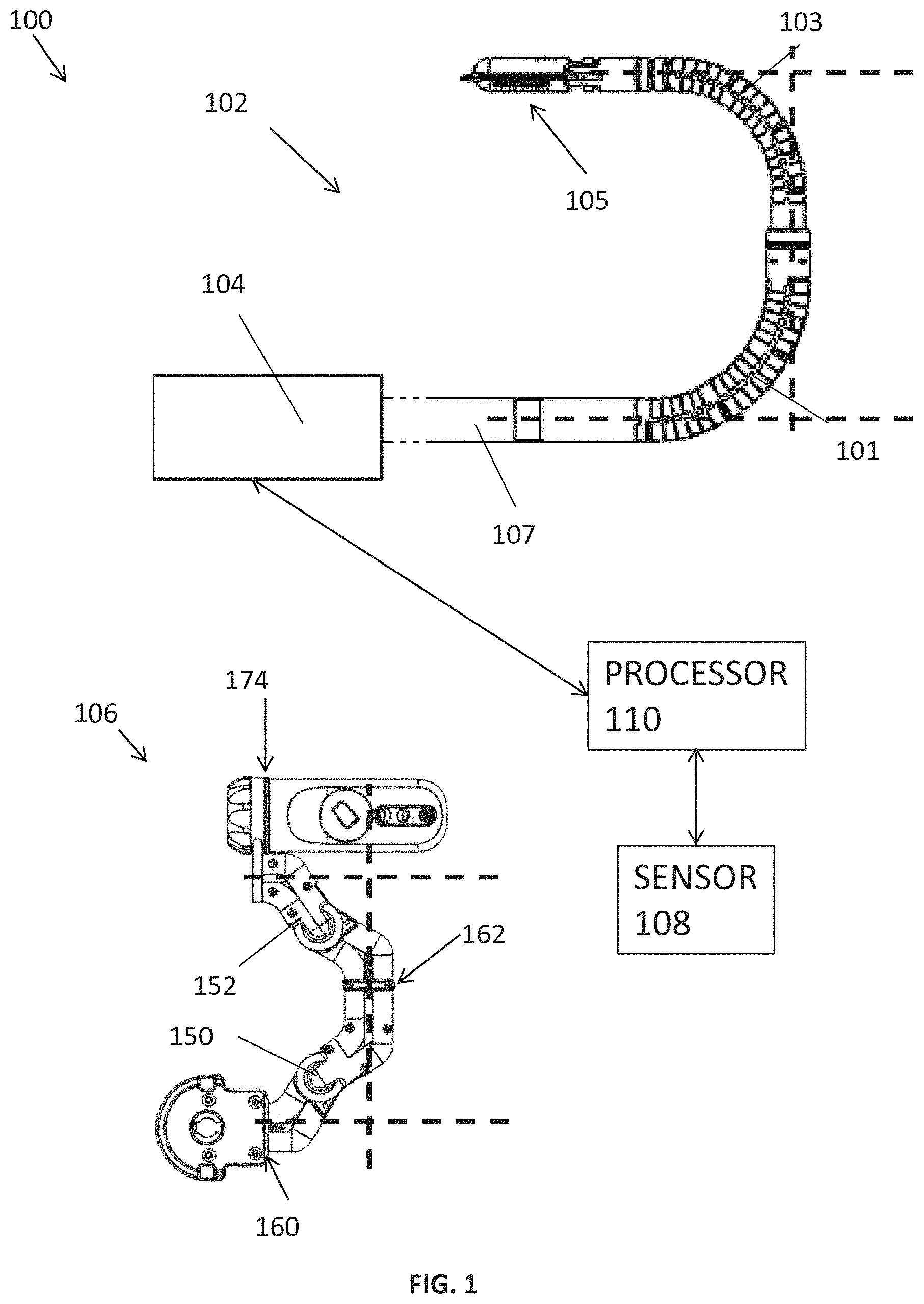 Patent US11779410 Figure 1 – Control console including an input arm for control of a surgical mechanical arm