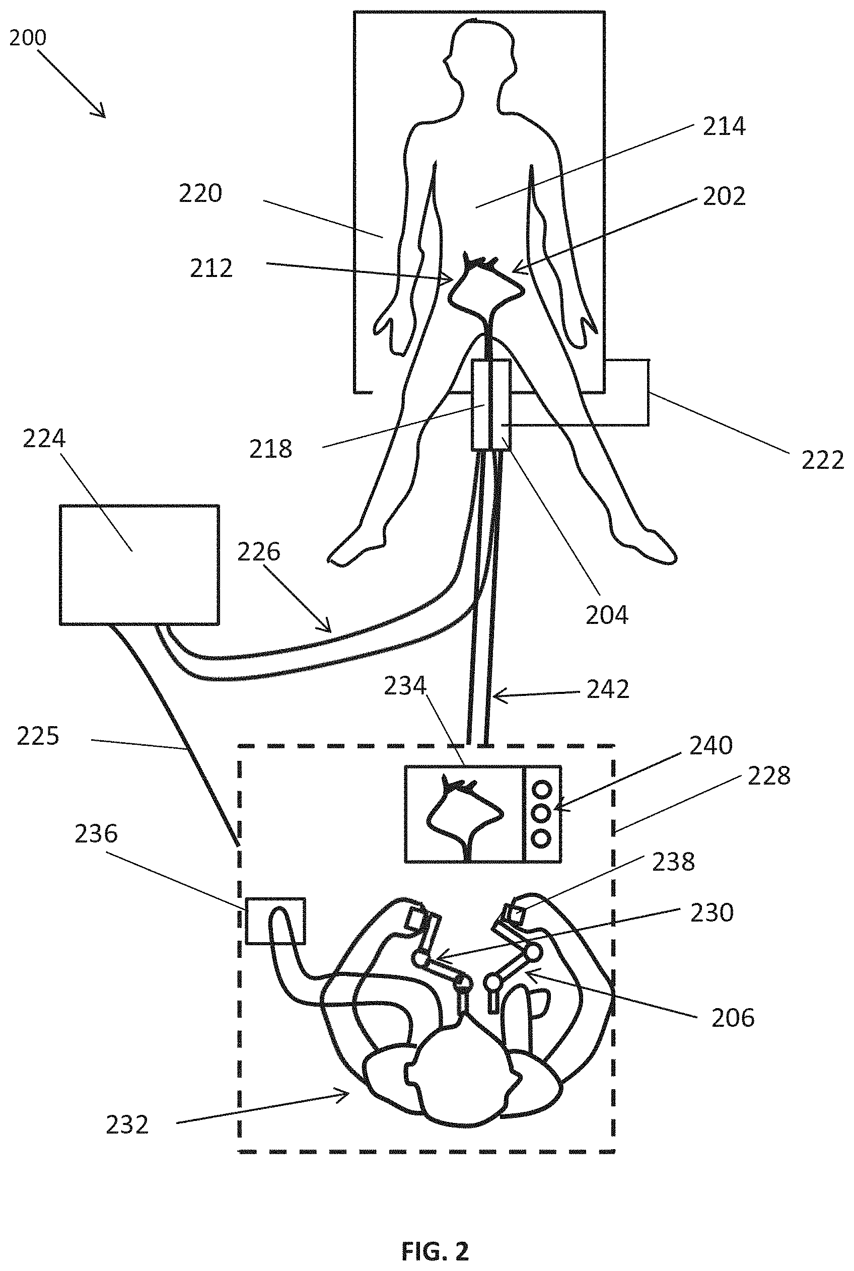 Patent US11779410 Figure 2 – Control console including an input arm for control of a surgical mechanical arm