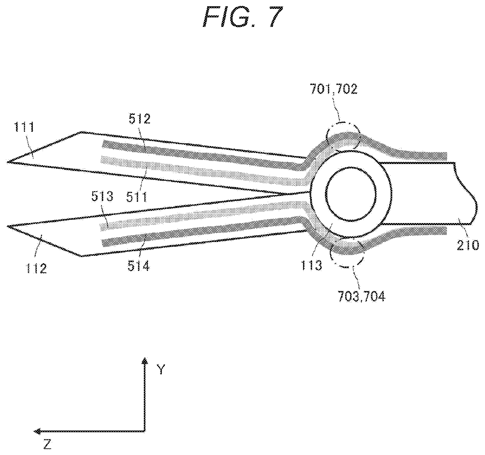 Patent US11779411 Figure 7 – Operation system, surgical system, control device, distortion generating body, surgical instrument, and external force detecting system