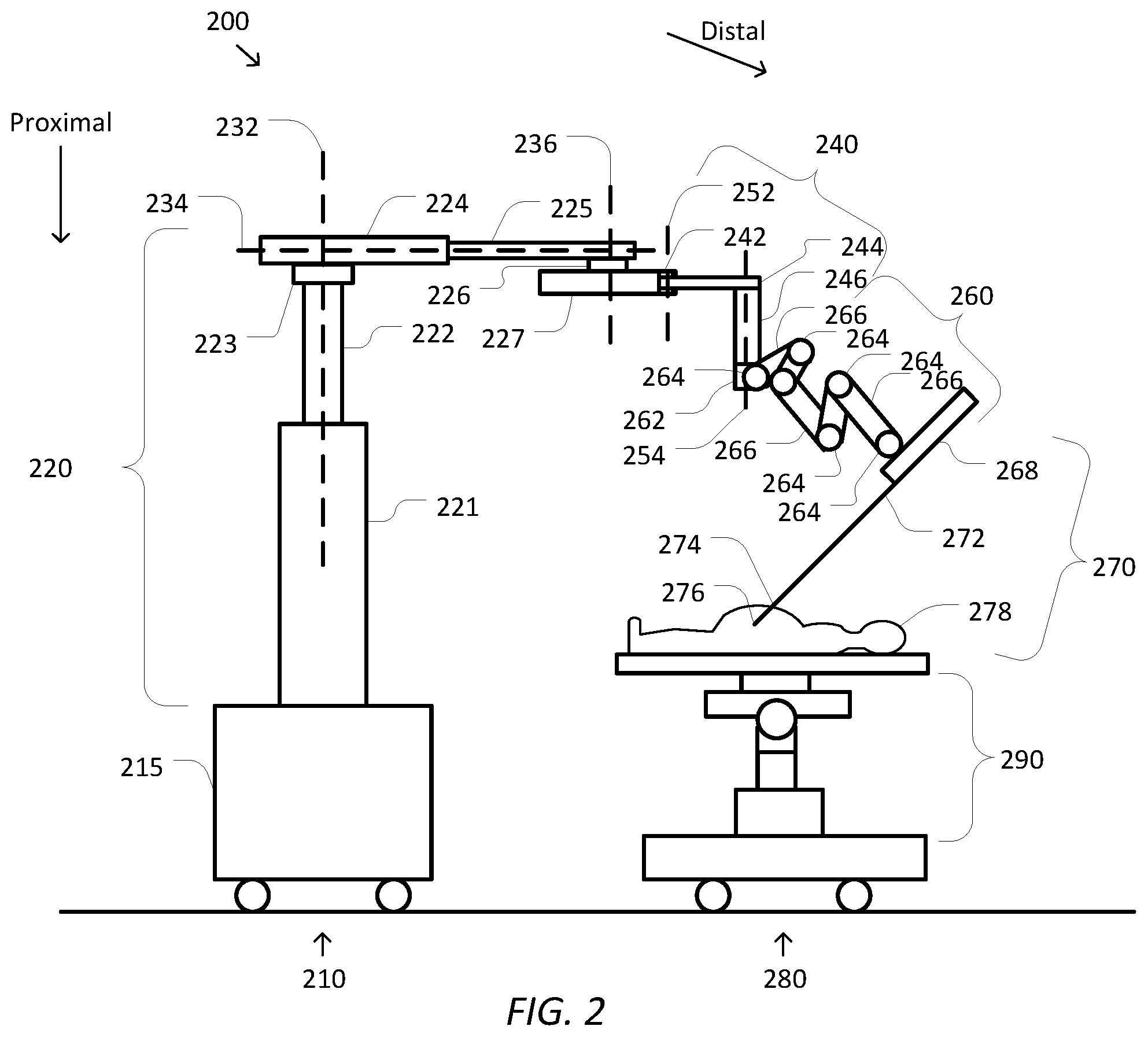 Patent US11779415 Figure 2 – System and method for rapid halt and recovery of motion deviations in repositionable arms