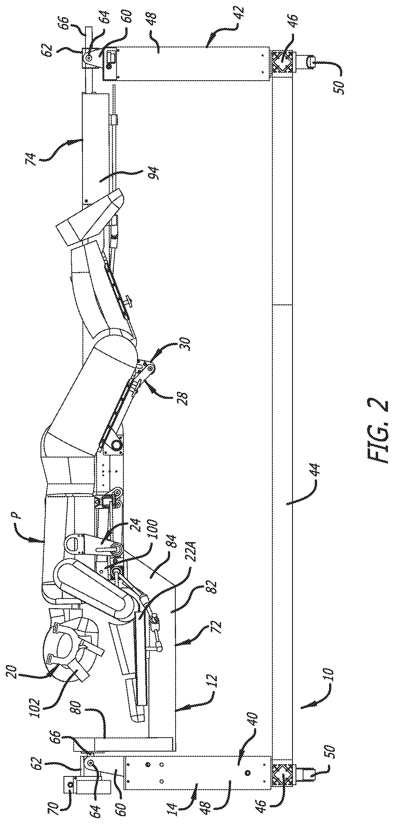 Patent US11779426 Figure 2 – Radiation mitigation system for use with a surgical frame