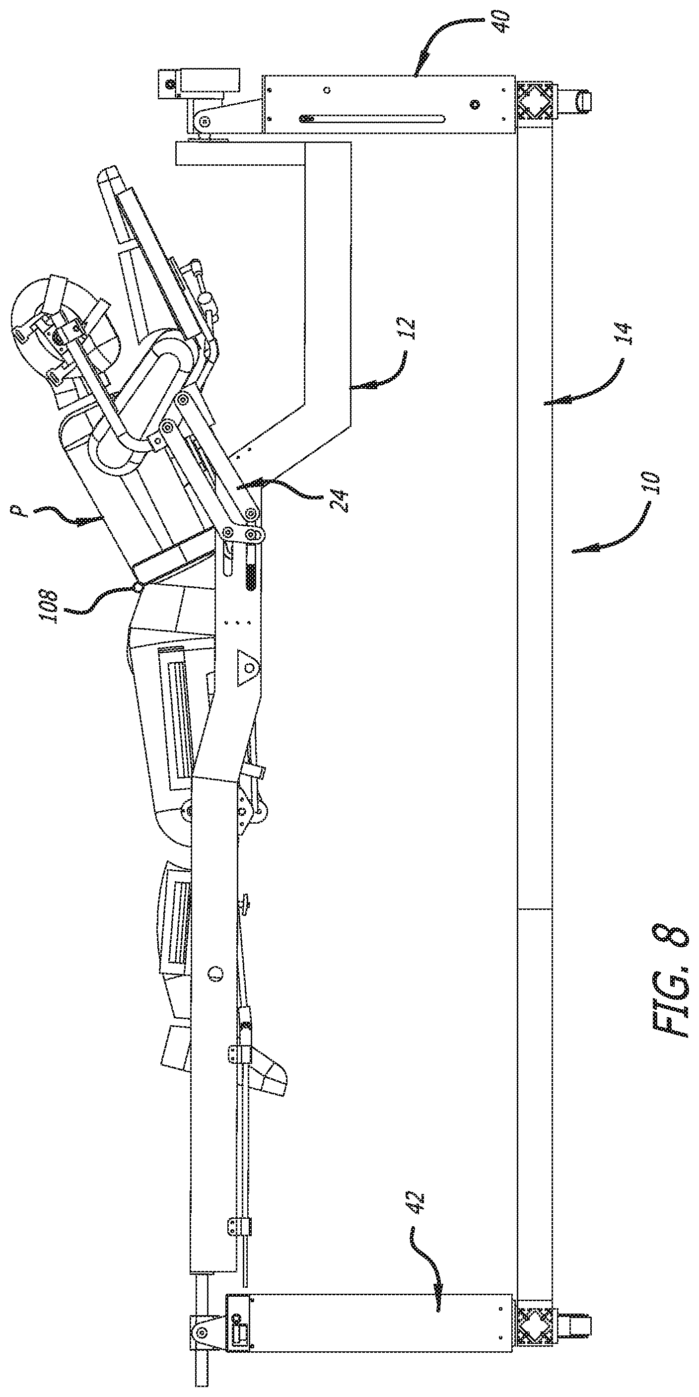 Patent US11779426 Figure 8 – Radiation mitigation system for use with a surgical frame