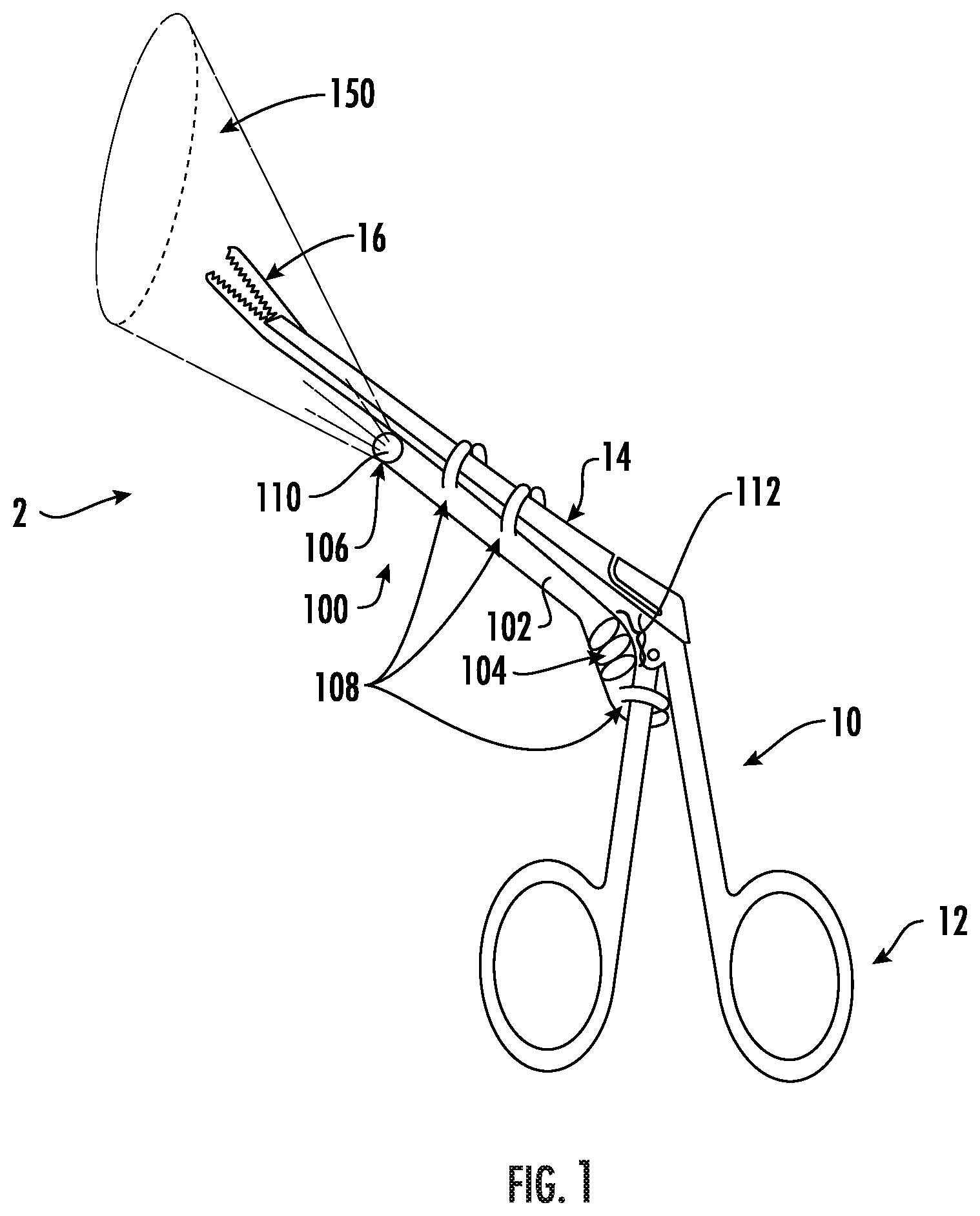 Patent US11779428 Figure 1 – Disposable medical clamp light