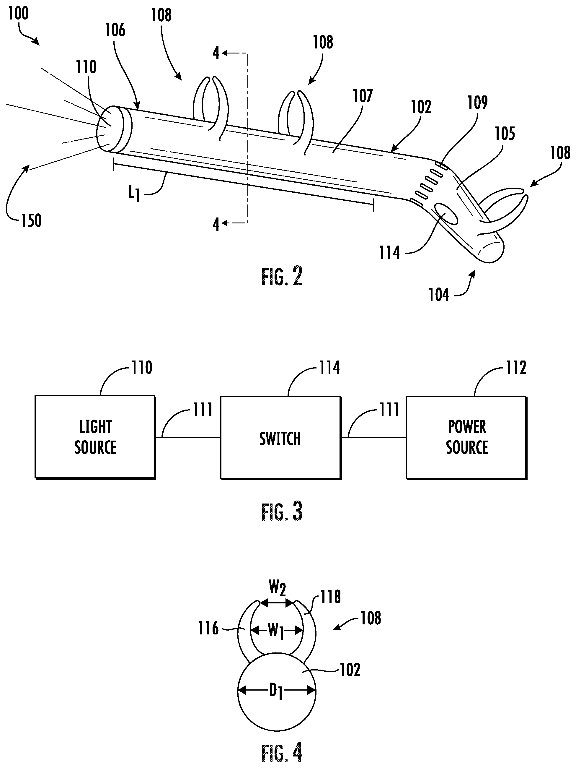 Patent US11779428 Figure 2 – Disposable medical clamp light