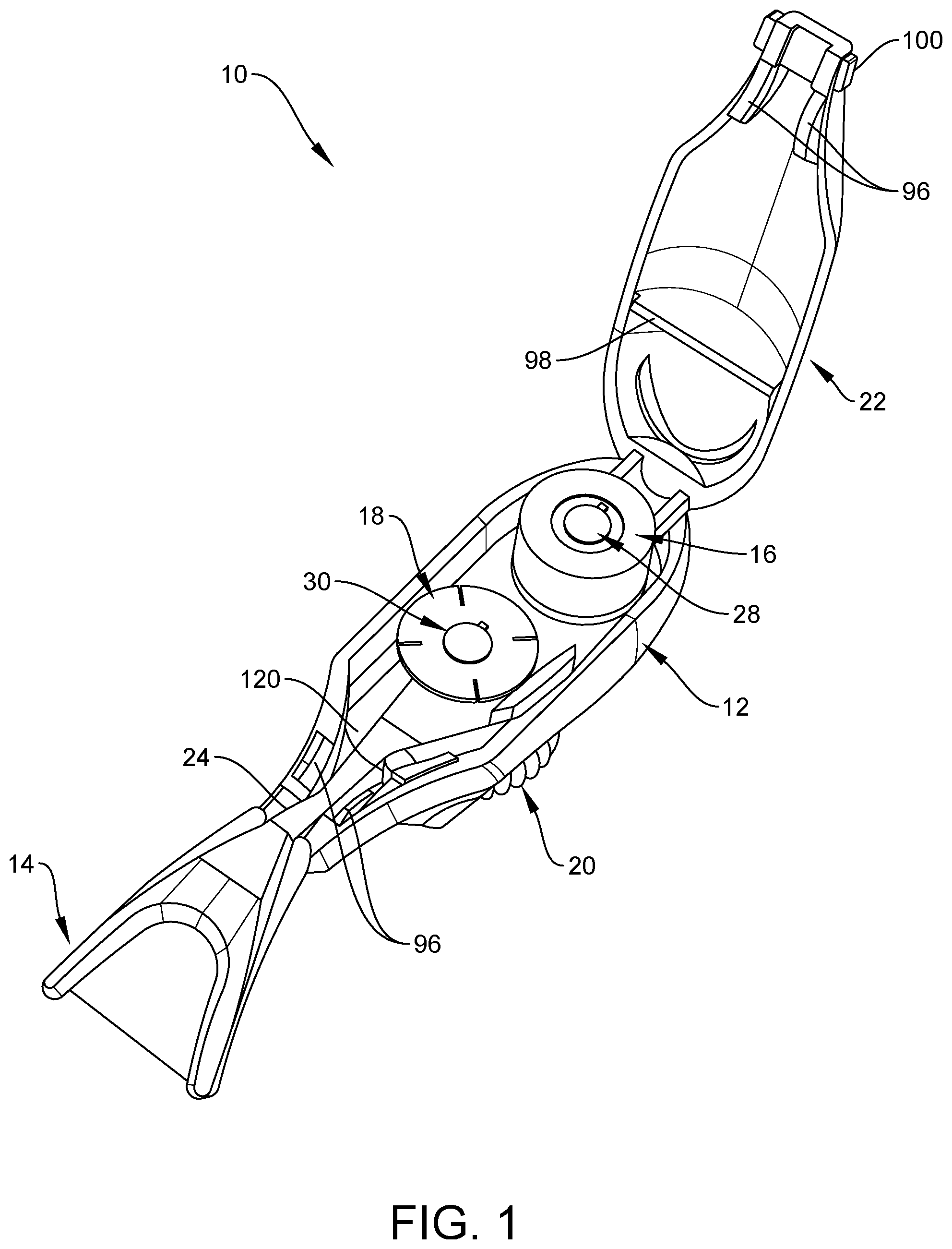 Patent US11779441 Figure 1 – Dental flosser with floss tensioner