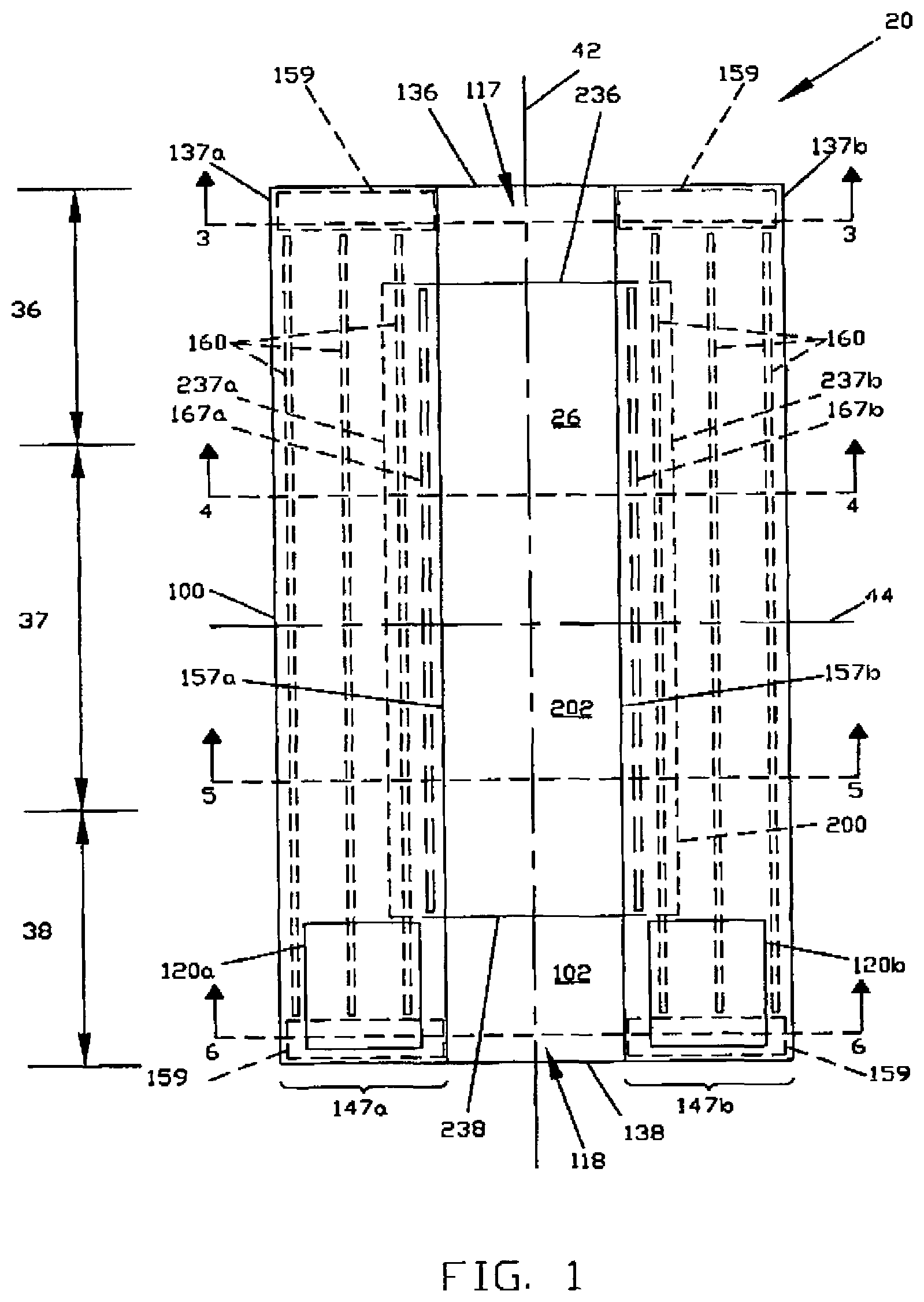Patent US11779495 Figure 1 – Disposable absorbent article having breathable side flaps