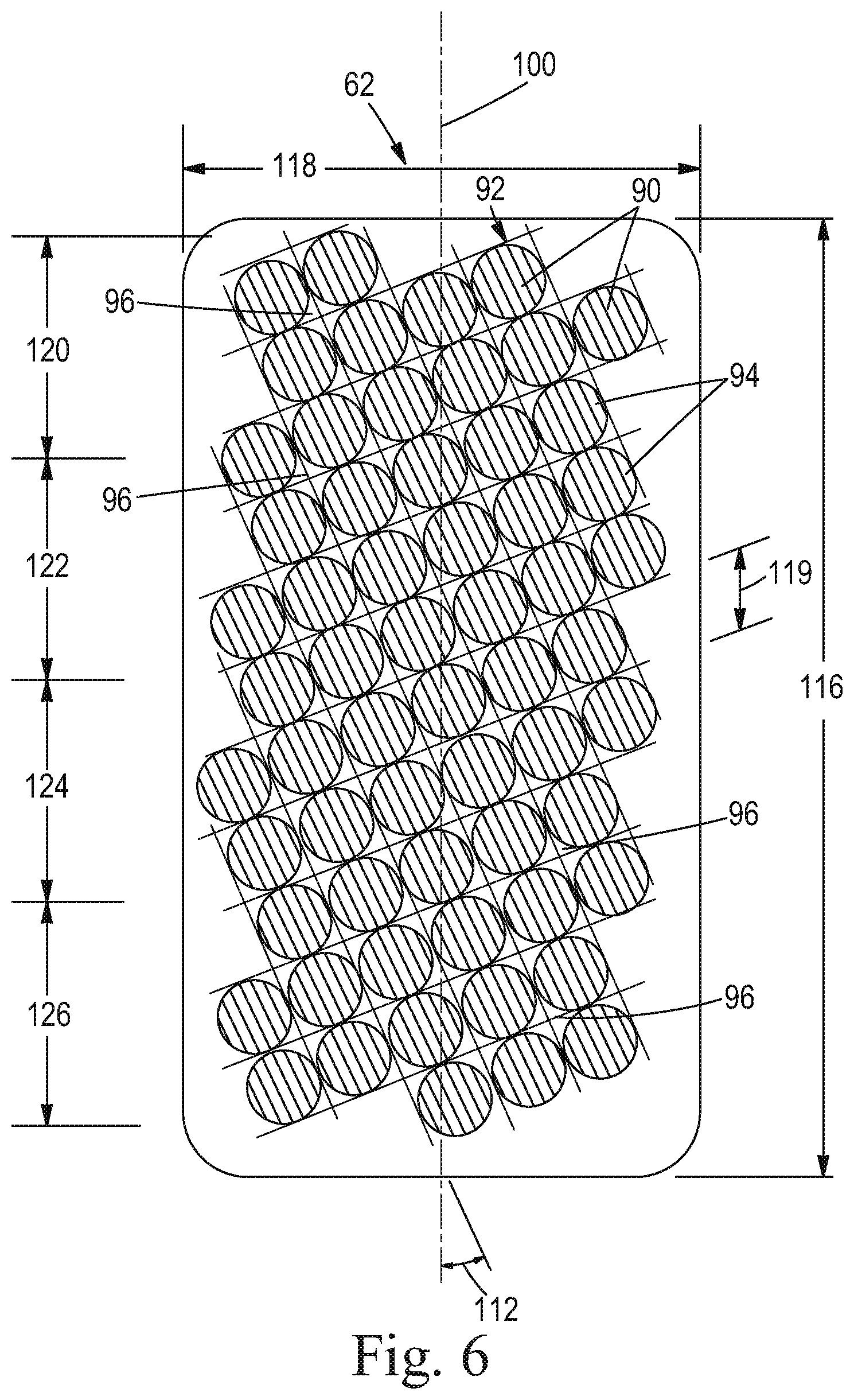 Patent US11779496 Figure 5 – Absorbent cores comprising a superabsorbent polymer immobilizing material