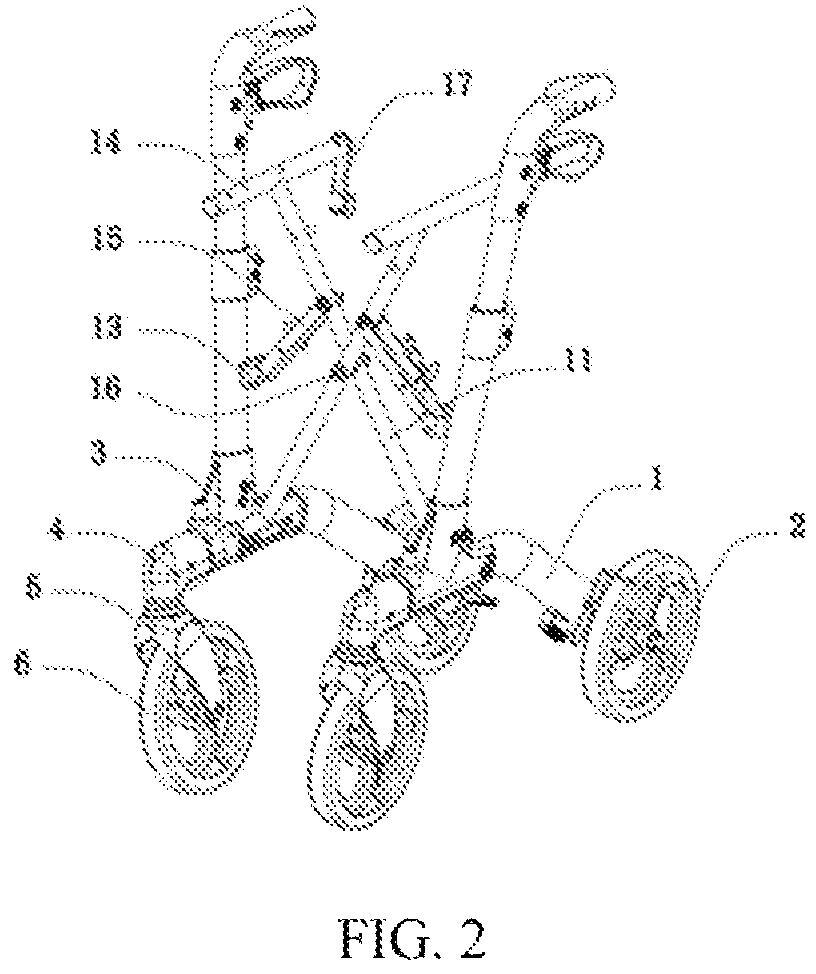 Patent US11779506 Figure 2 – Connecting rod self-locking structure for double-folded rollator
