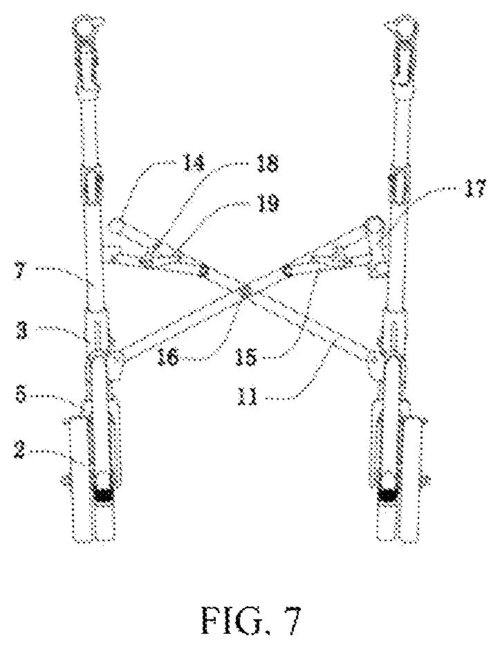 Patent US11779506 Figure 7 – Connecting rod self-locking structure for double-folded rollator