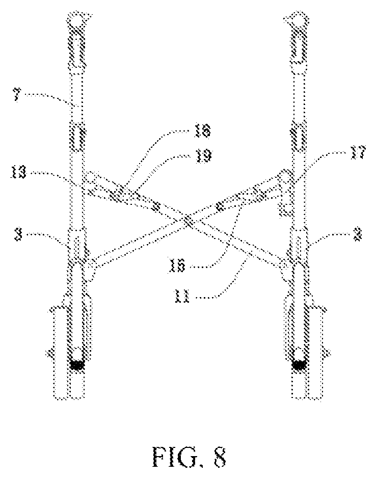 Patent US11779506 Figure 8 – Connecting rod self-locking structure for double-folded rollator