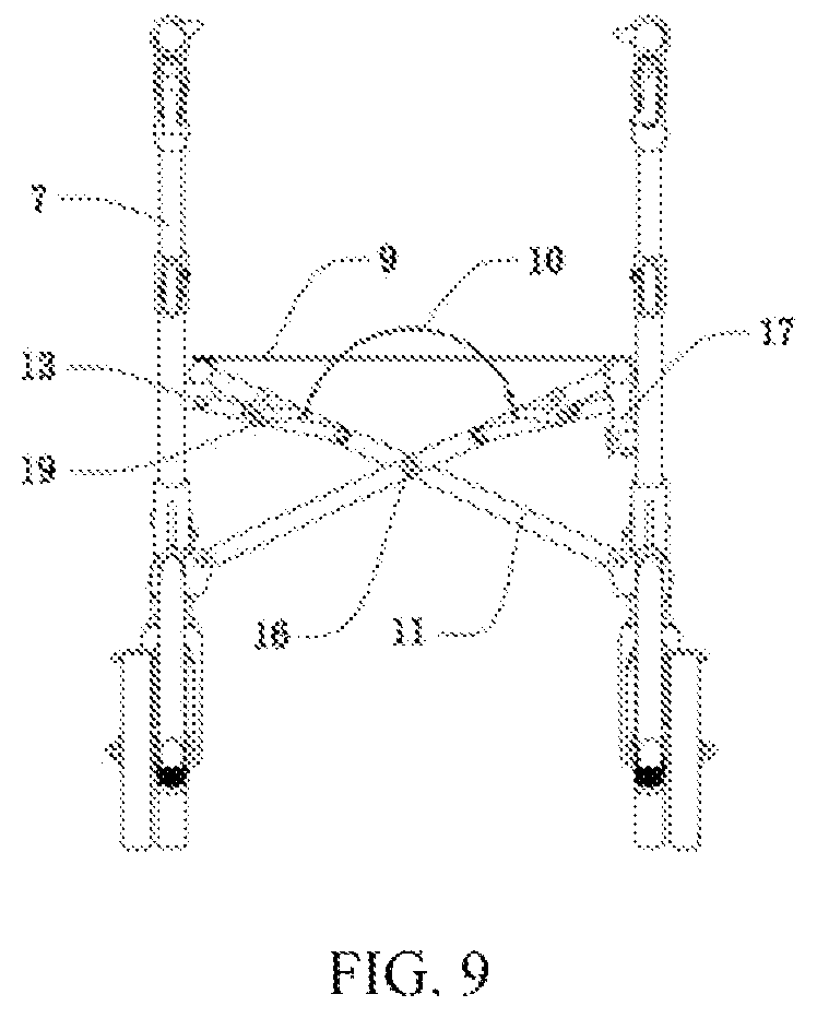 Patent US11779506 Figure 9 – Connecting rod self-locking structure for double-folded rollator