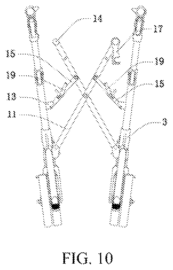 Patent US11779506 Figure 10 – Connecting rod self-locking structure for double-folded rollator