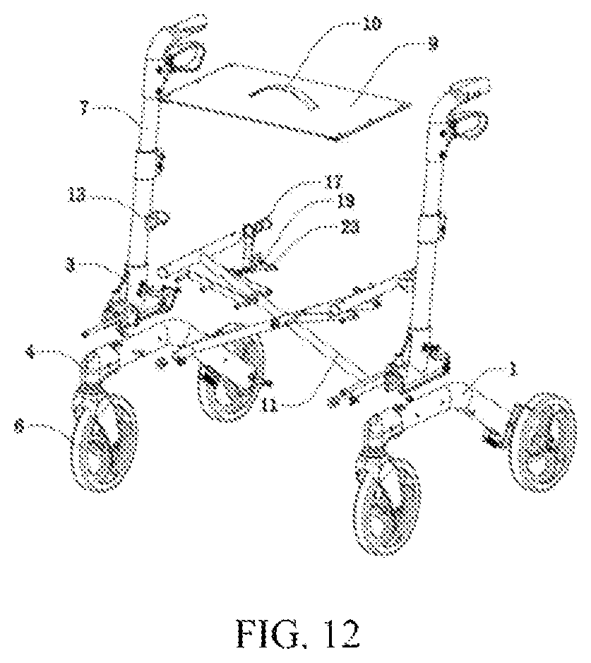 Patent US11779506 Figure 12 – Connecting rod self-locking structure for double-folded rollator