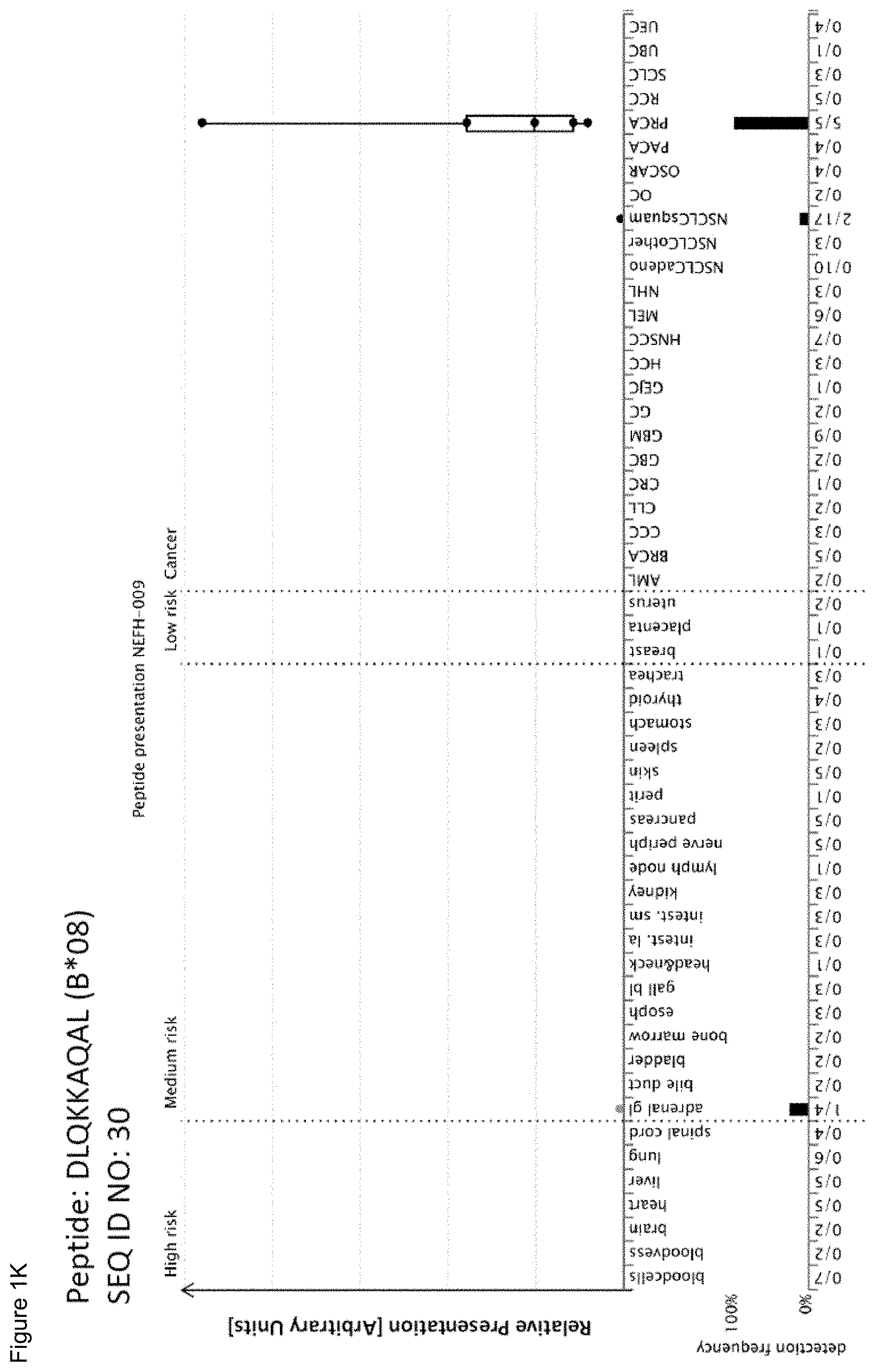 Patent US11779605 Figure 11 – Immunotherapy with b*08 restricted peptides and combination of peptides against cancers and related methods