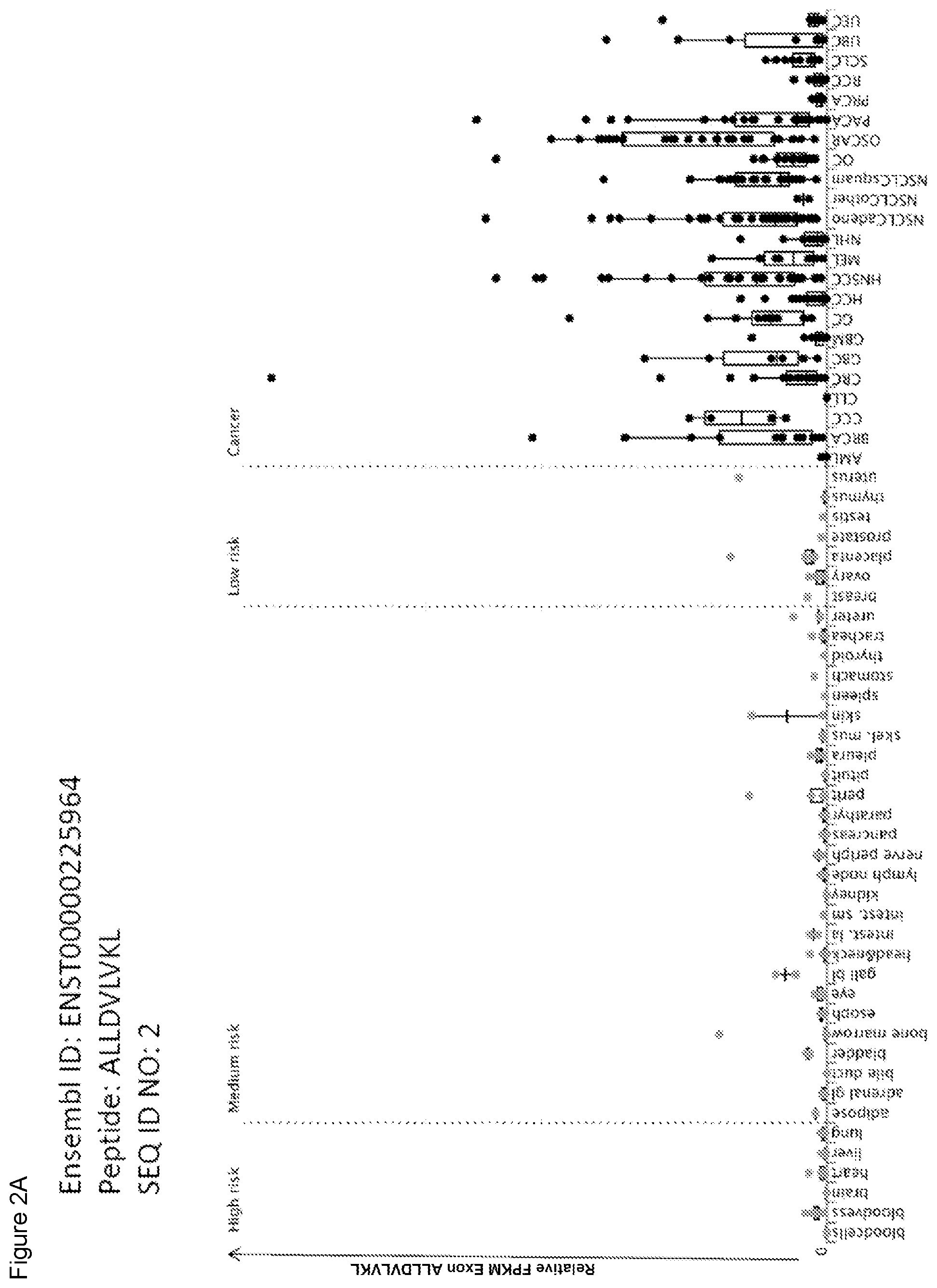 Patent US11779606 Figure 7 – Peptides and combination of peptides of non-canonical origin for use in immunotherapy against different types of cancers