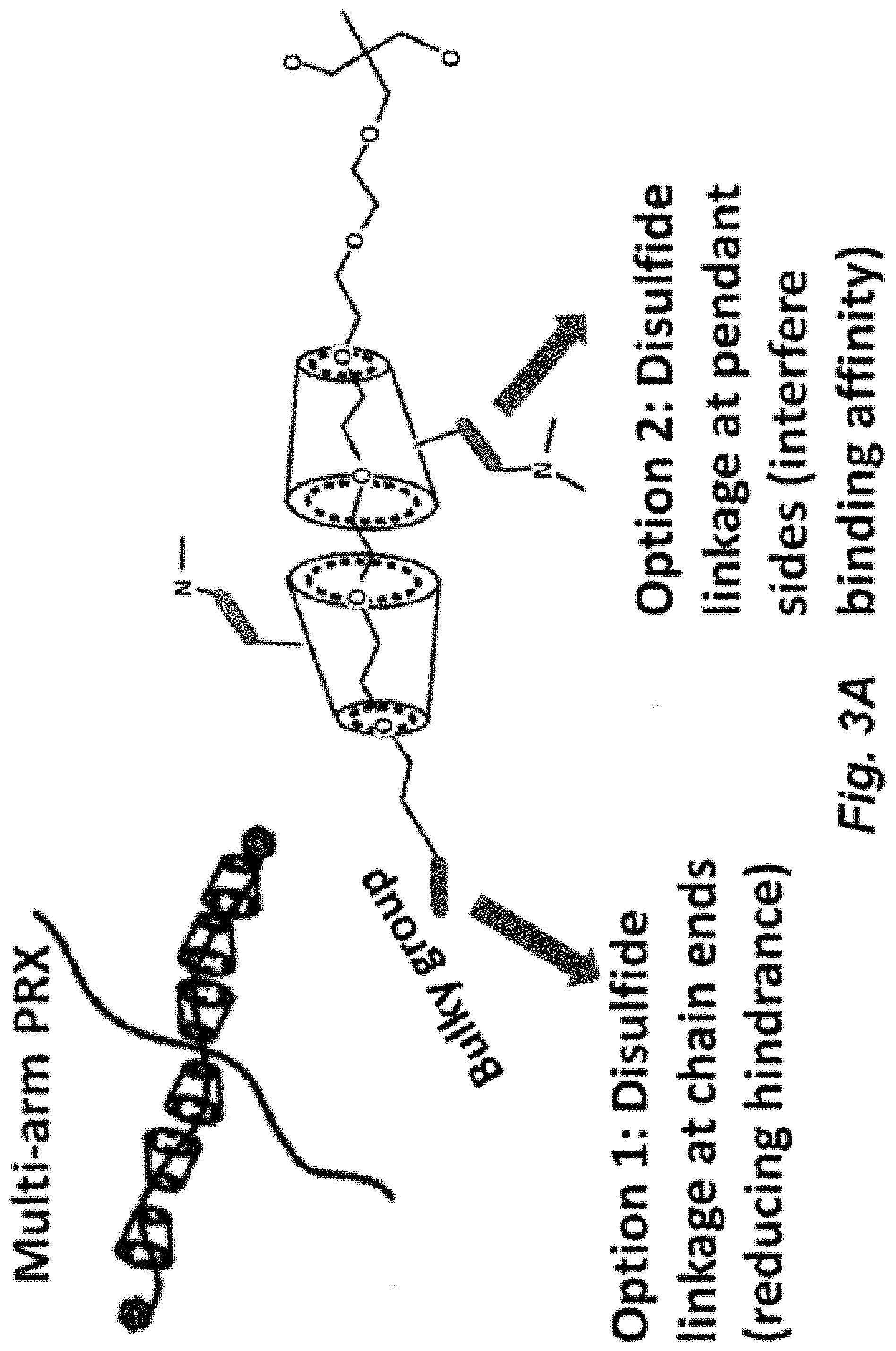 Patent US11779653 Figure 4 – Multi-armed polyrotaxane platform for protected nucleic acid delivery