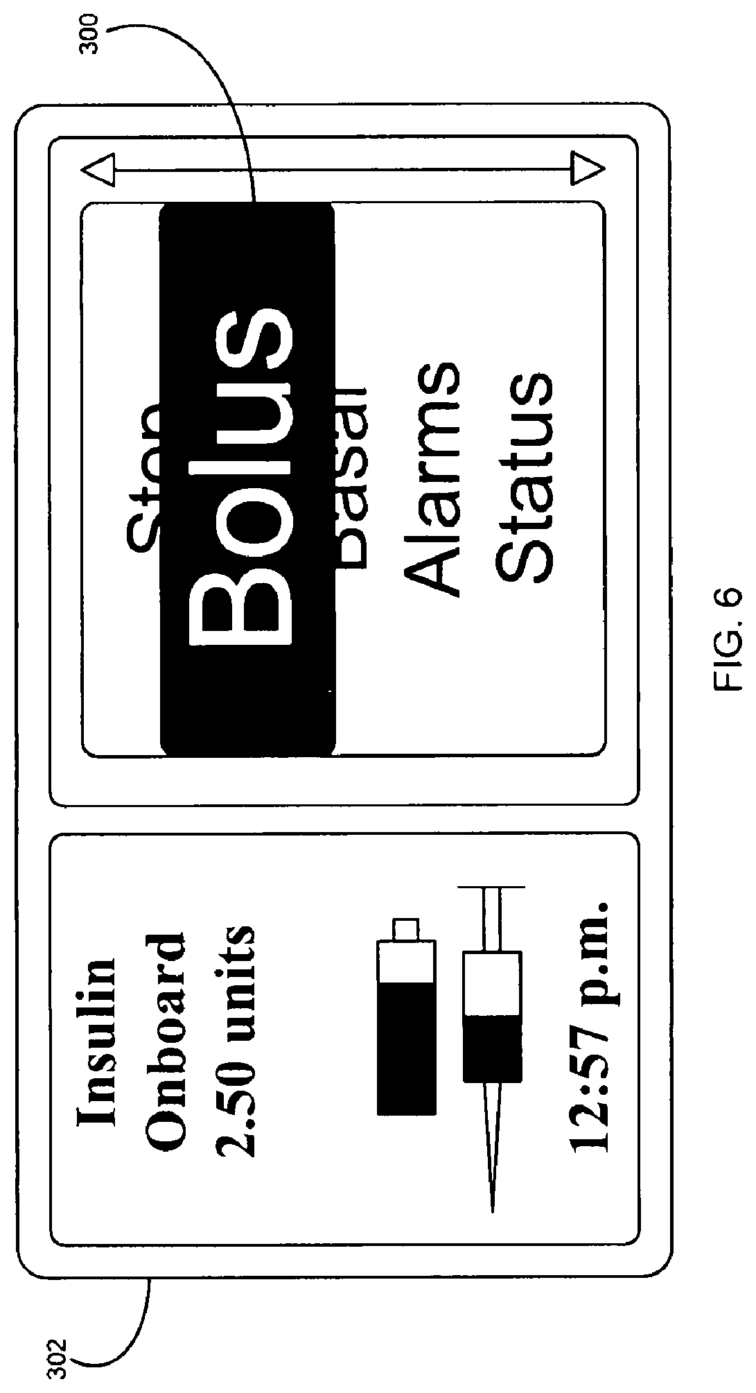 Patent US11779696 Figure 6 – System and method for insulin pump medical device including a slider assembly wherein images on display allow for highlighting and magnifying images