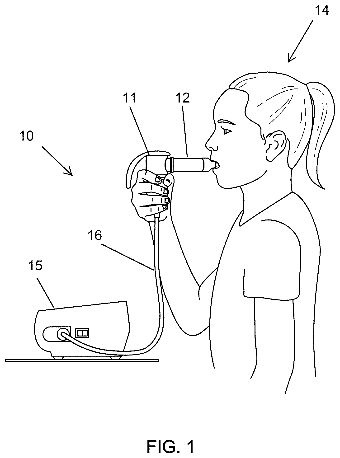 Patent US11779714 Figure 1 – Pediatric respiratory therapy inhaler apparatus