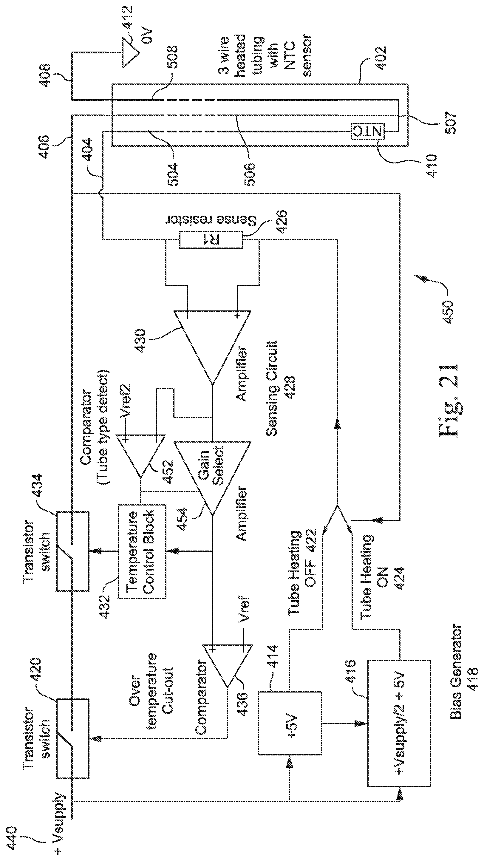 Patent US11779719 Figure 20 – Wire heated tube with temperature control system for humidifier for respiratory apparatus
