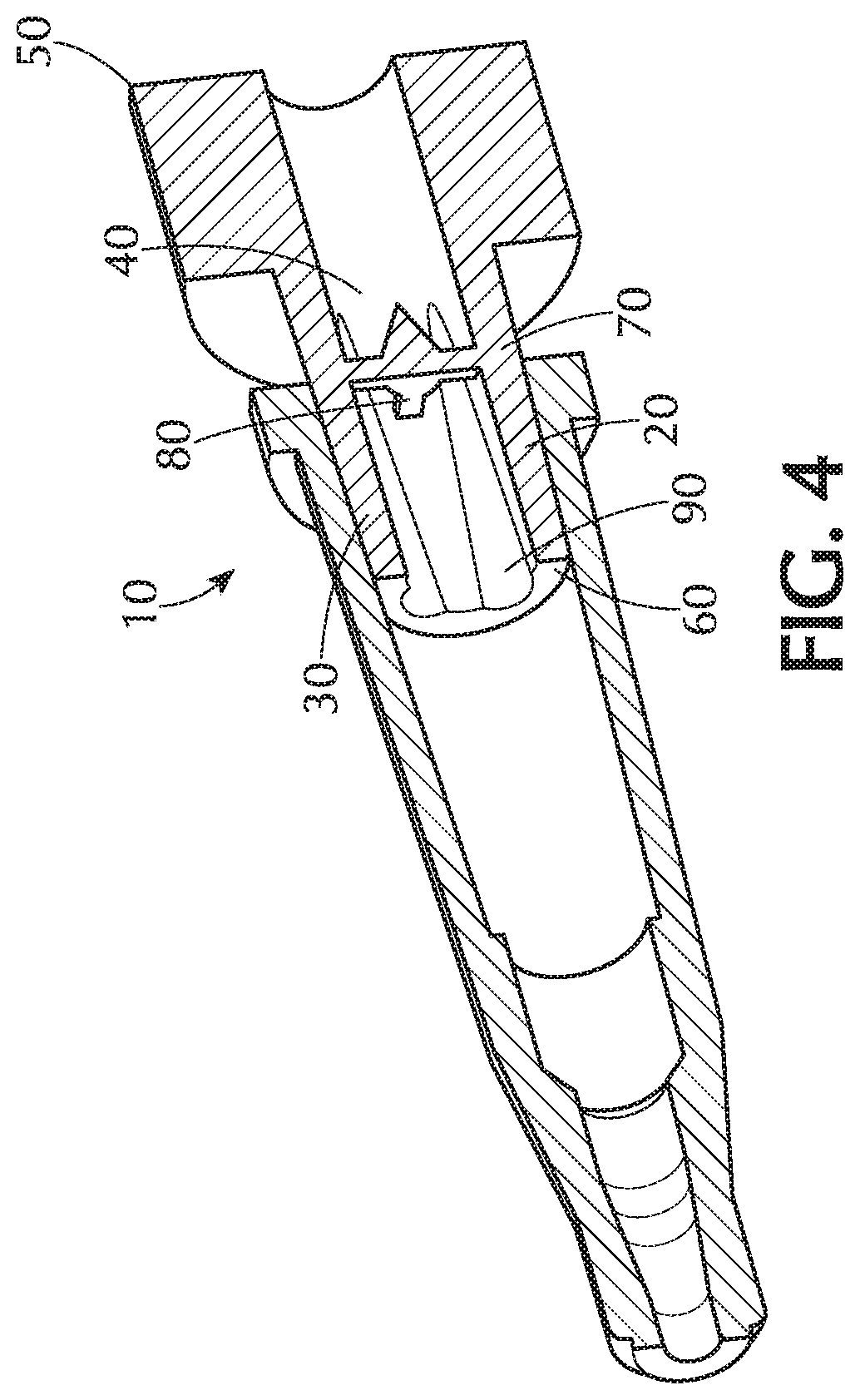 Patent US11779745 Figure 4 – Flush enhancing male luer tip design for syringes and any luer connector