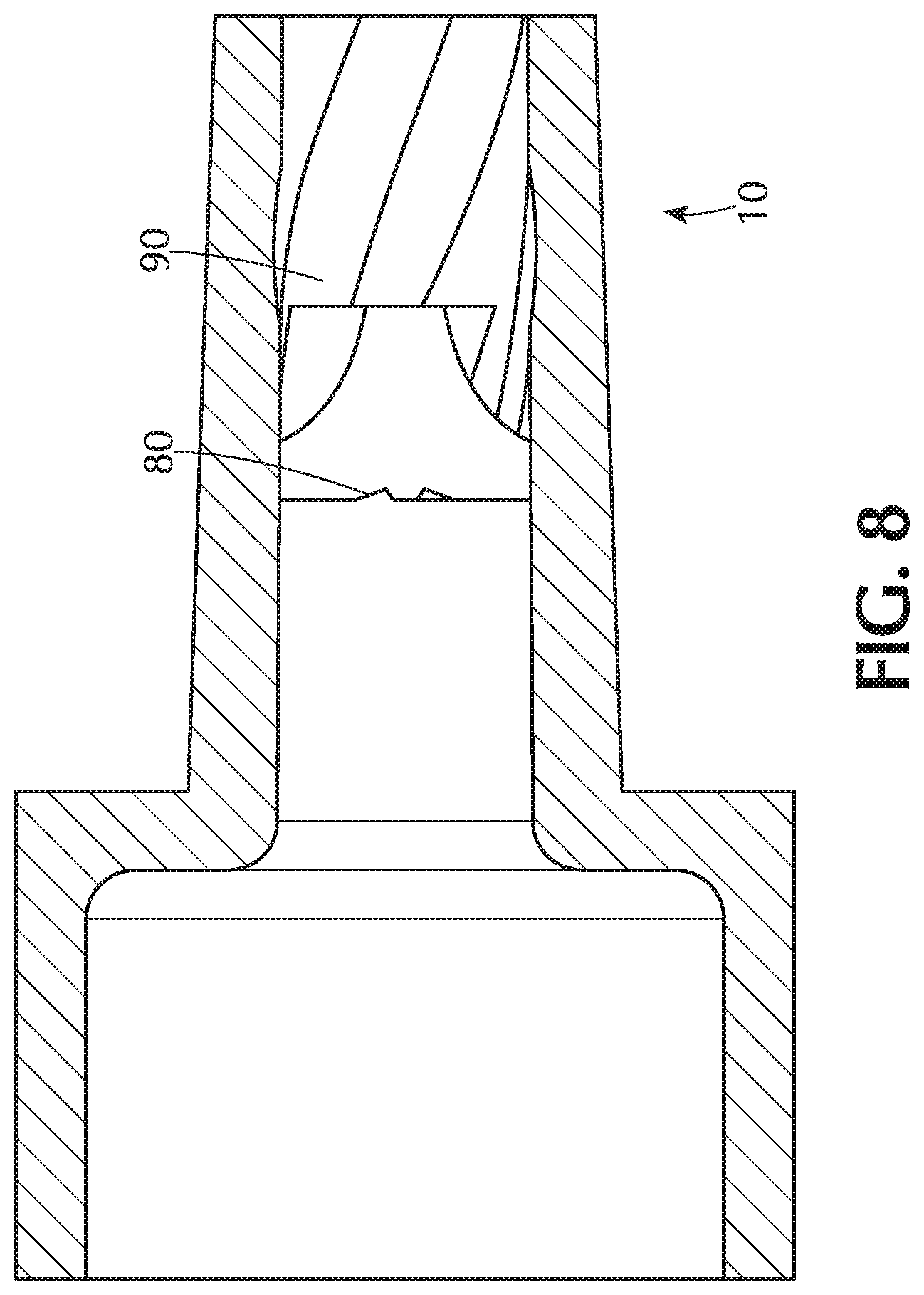 Patent US11779745 Figure 8 – Flush enhancing male luer tip design for syringes and any luer connector