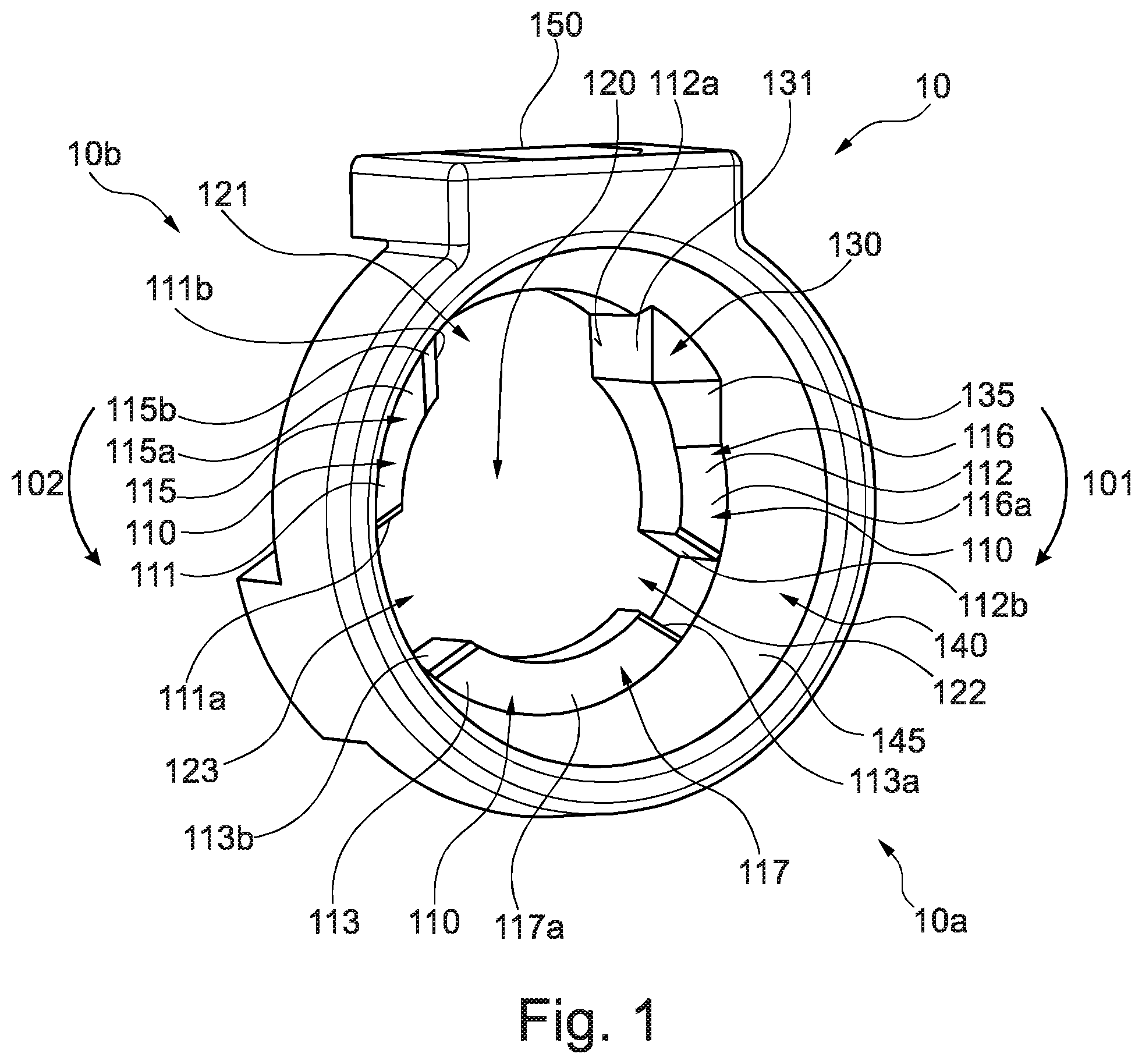 Patent US11779749 Figure 1 – Fluid line connector device