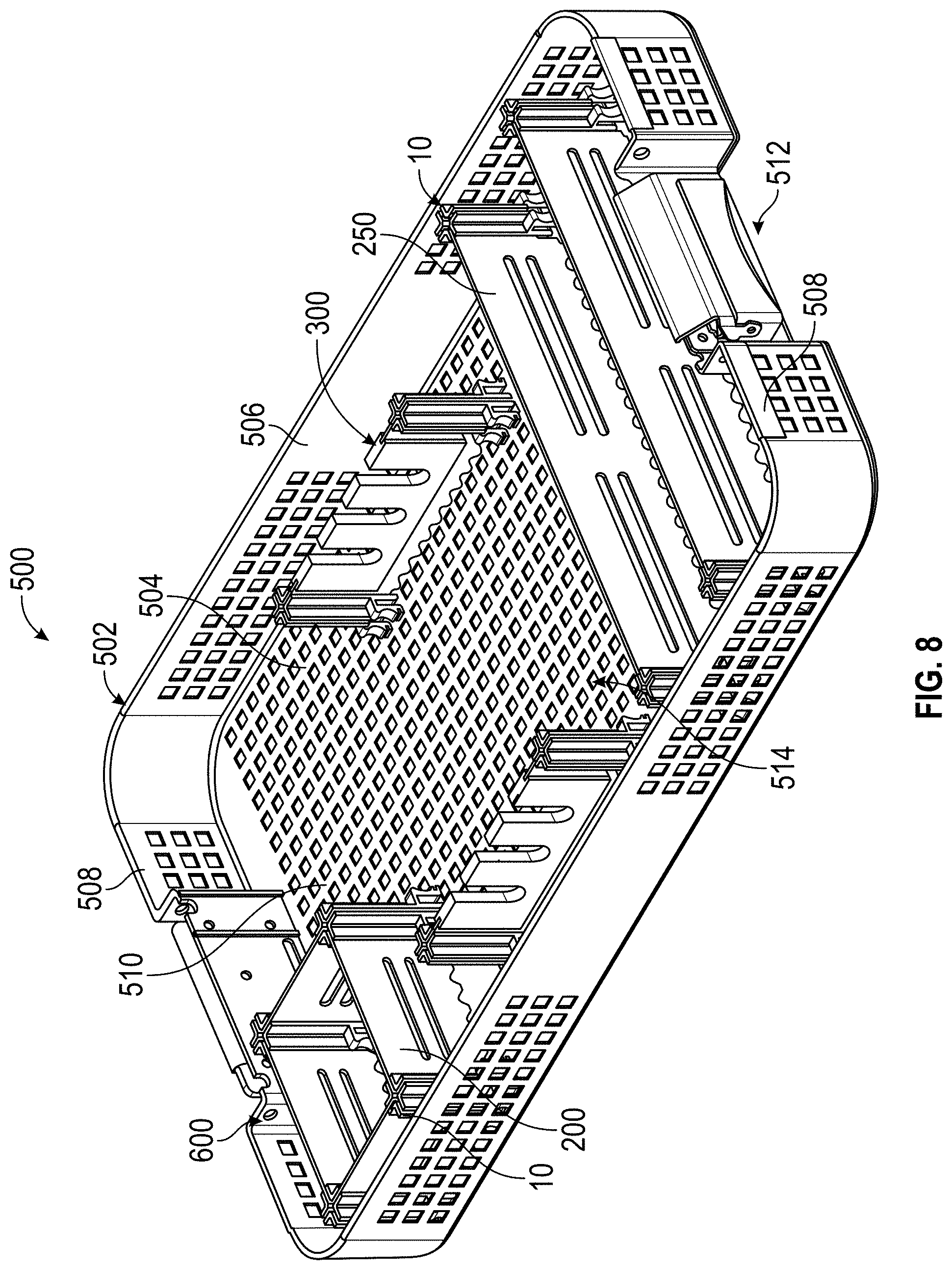 Patent US11779773 Figure 9 – Modular post and partition assembly for equipment sterilization