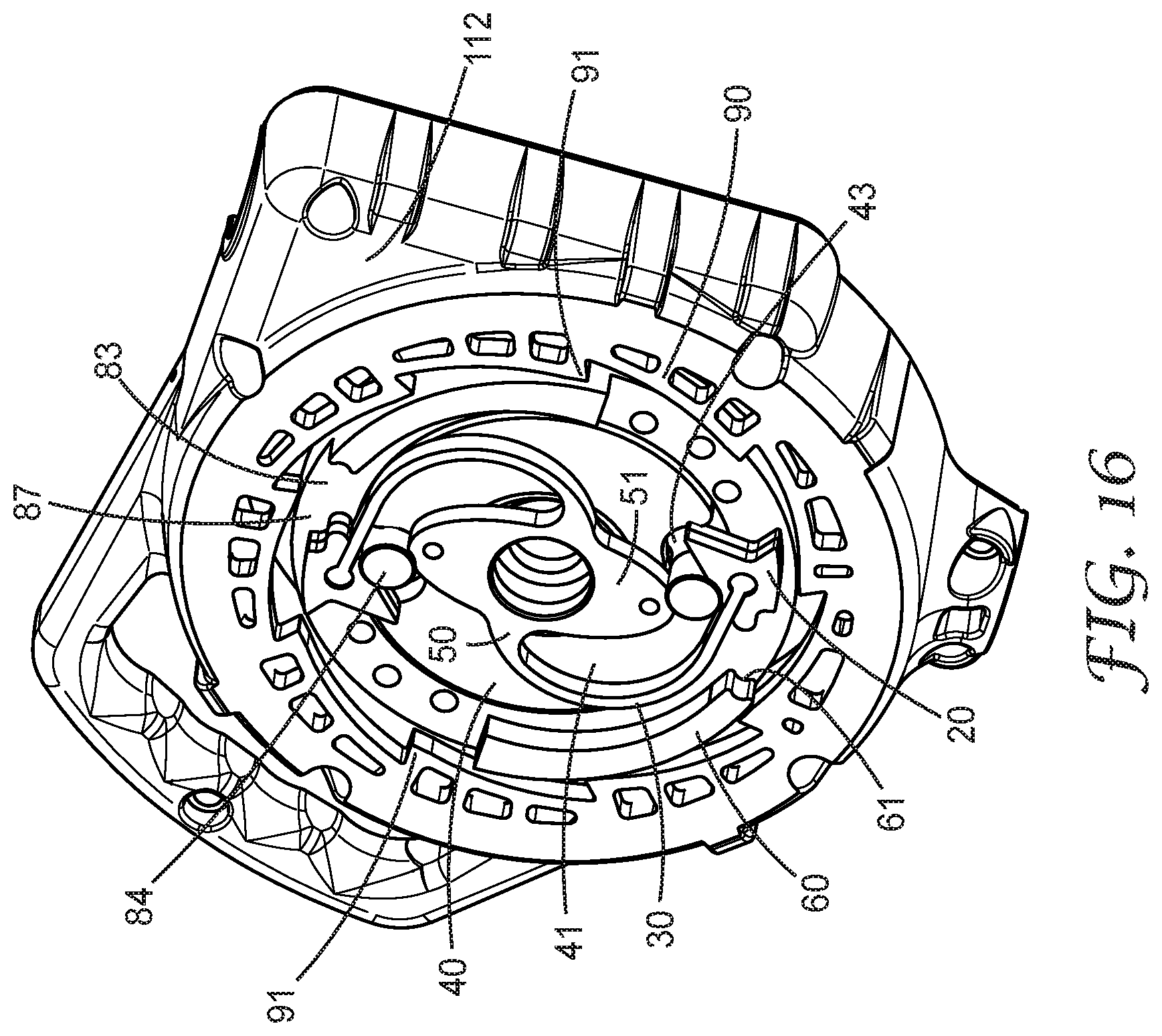 Patent US11779784 Figure 12 – Fall-protection apparatus with braking device comprising flexure-borne pawl and drum-mounted buttress