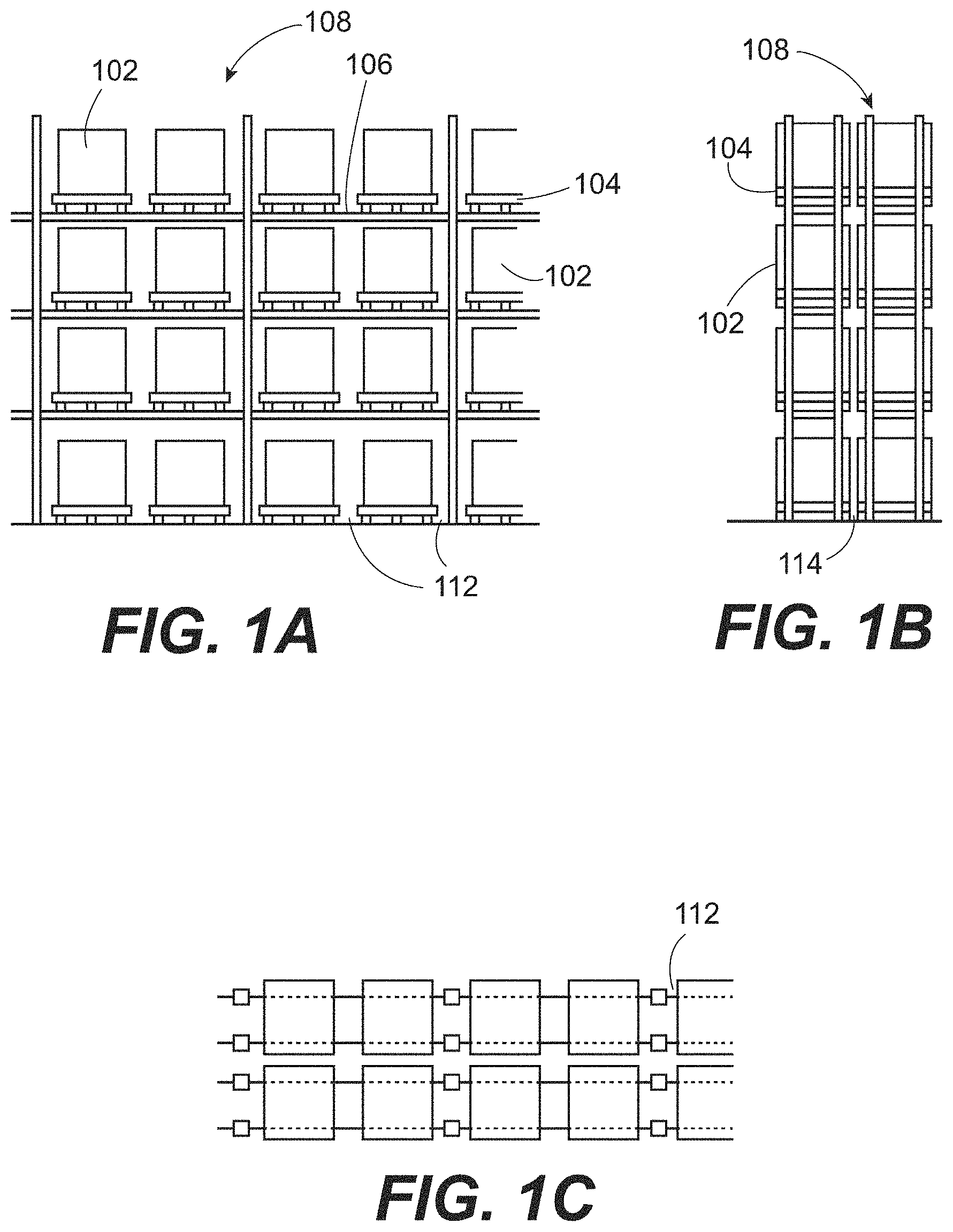 Patent US11779785 Figure 1 – In-rack fire protection sprinkler system including at least one unitary horizontal barrier that covers racks of adjoining racks and at least one rack level fire protection sprinkler disposed below the at least one horizontal barrier