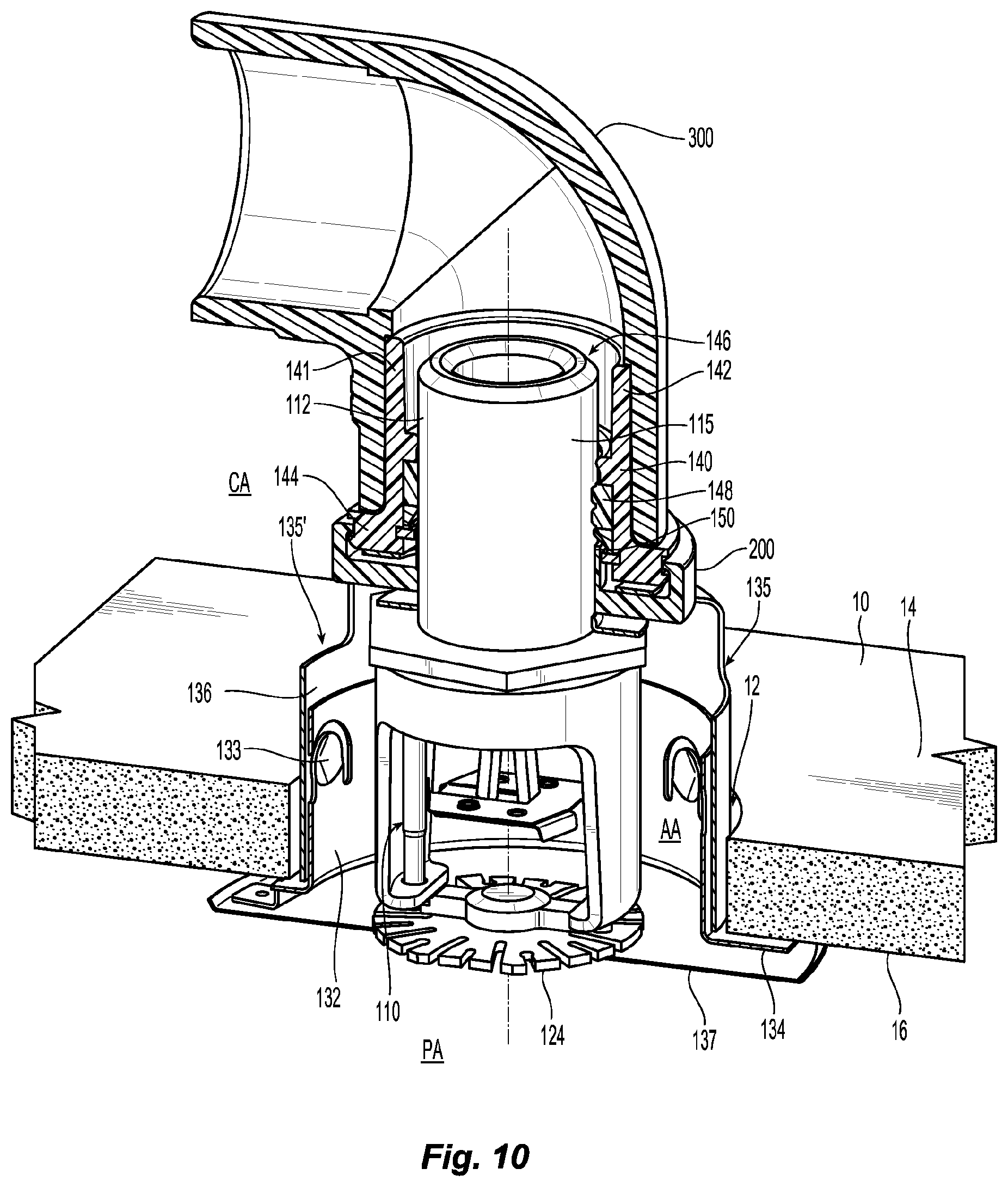 Patent US11779788 Figure 11 – Fire protection sprinkler assemblies and installations with adjustable push-to-connect fittings