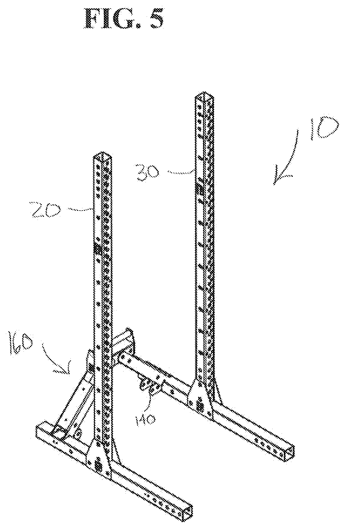 Patent US11779792 Figure 5 – Foldable and movable fitness or weight rack